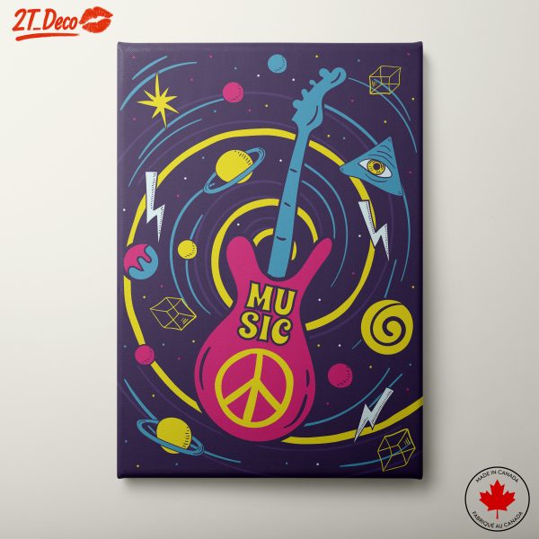 Colorful Music Inspired Artwork with Guitar