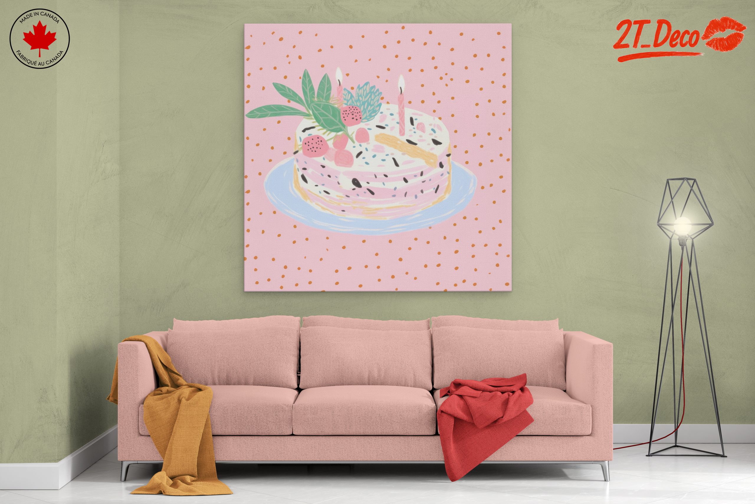 Whimsical Cake Illustration with Candles - Image 2