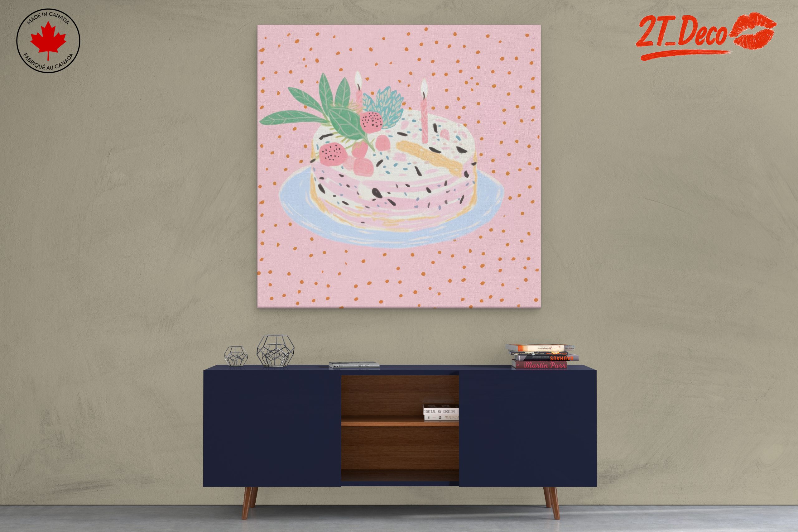 Whimsical Cake Illustration with Candles - Image 3