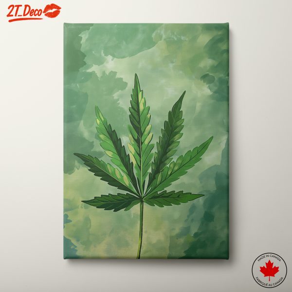 Stylized Cannabis Leaf Botanical Art