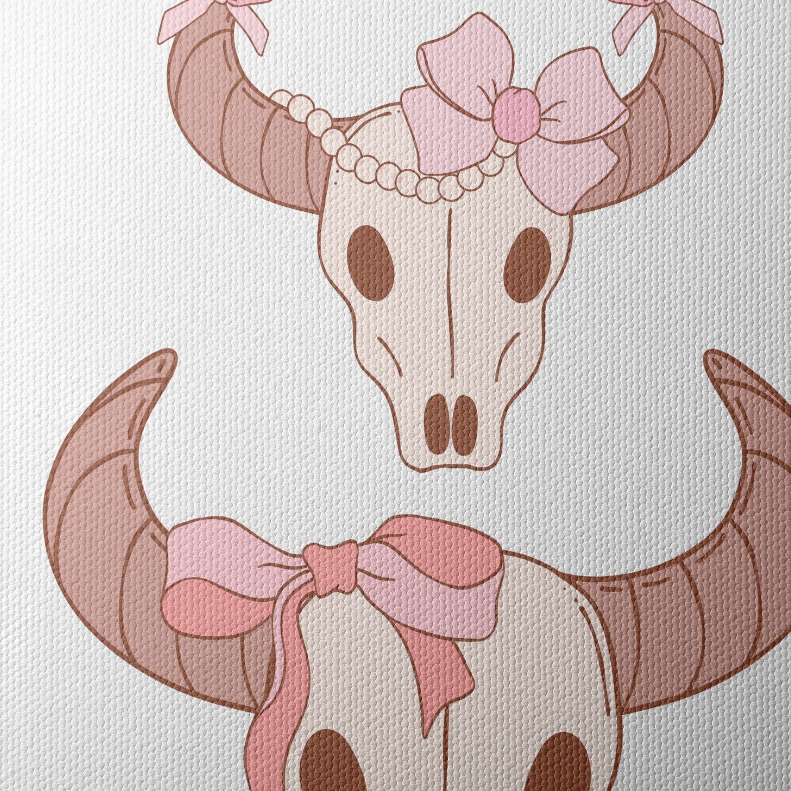 Whimsical Stylized Skull Art with Bows - Image 4