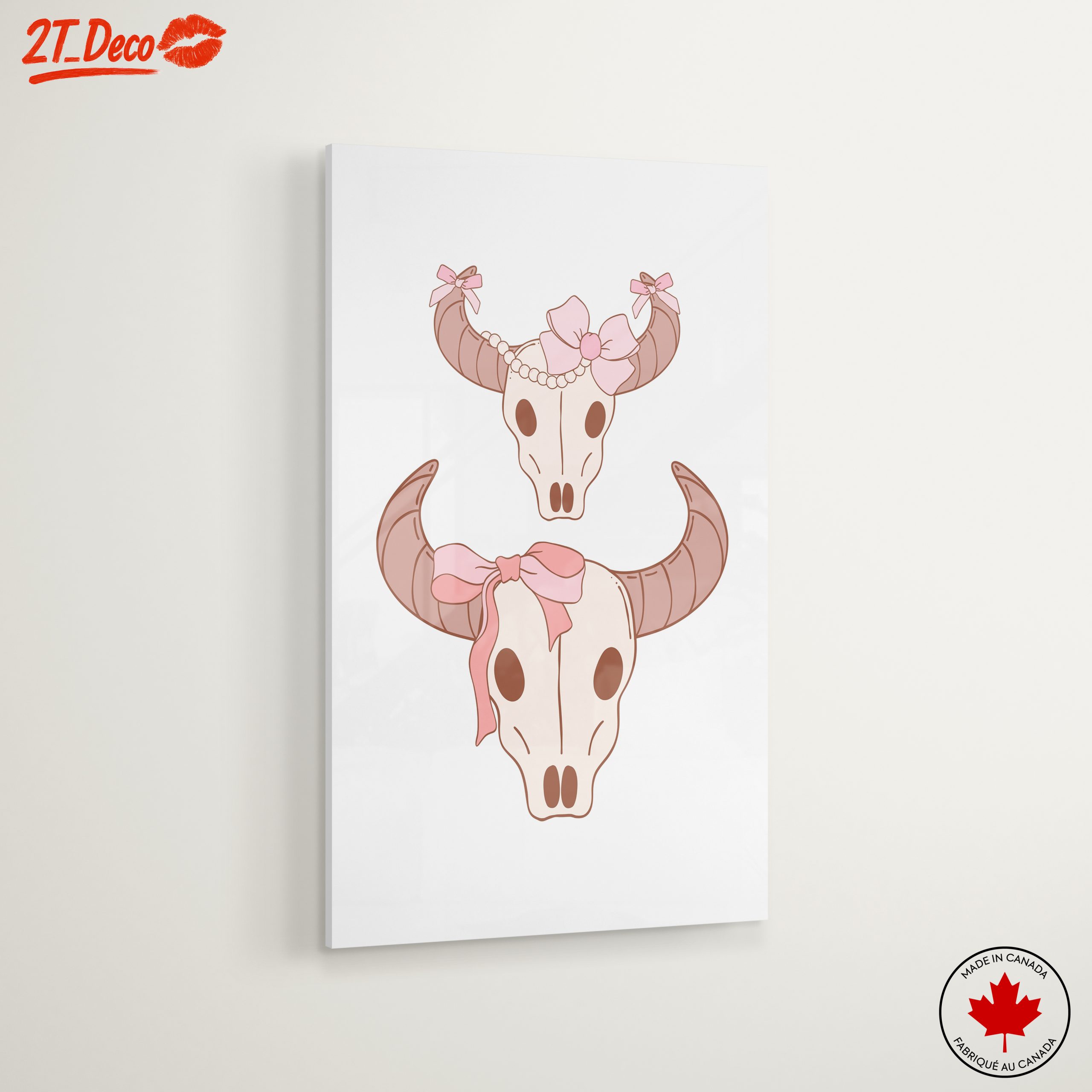 Whimsical Stylized Skull Art with Bows - Image 6