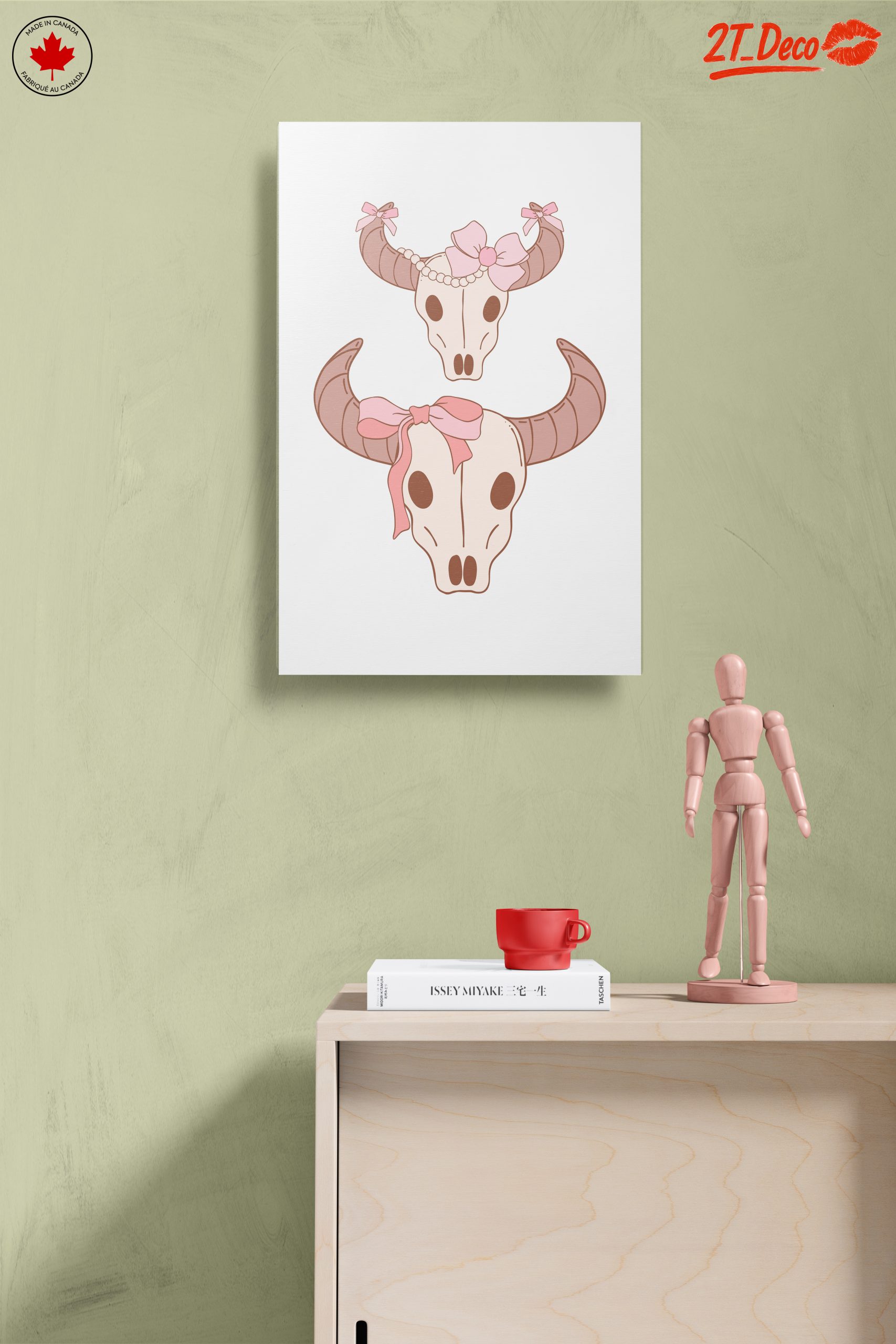 Whimsical Stylized Skull Art with Bows - Image 14