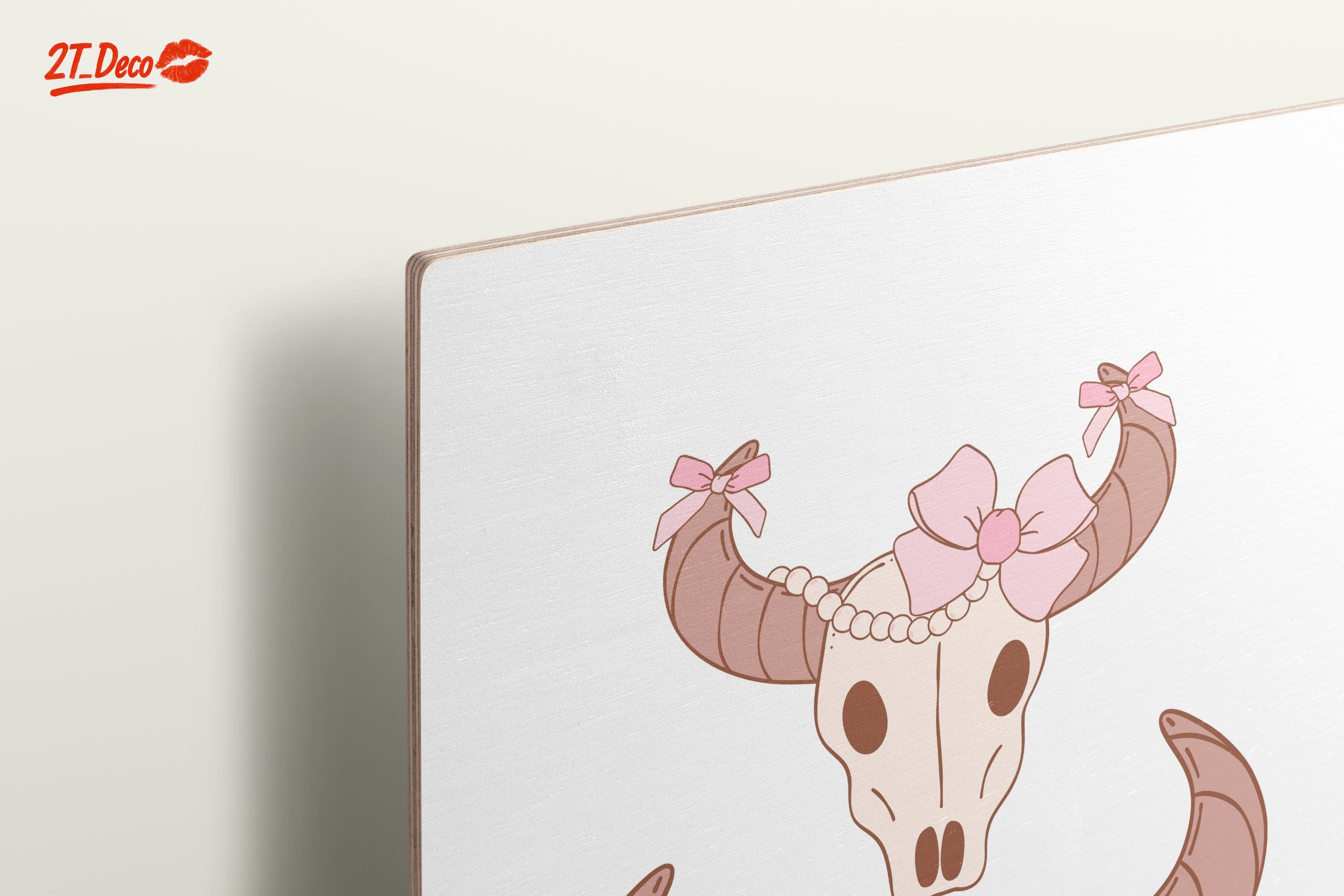 Whimsical Stylized Skull Art with Bows - Image 15