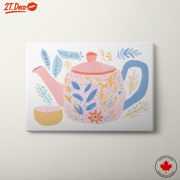 Whimsical Tea Pot and Floral Art