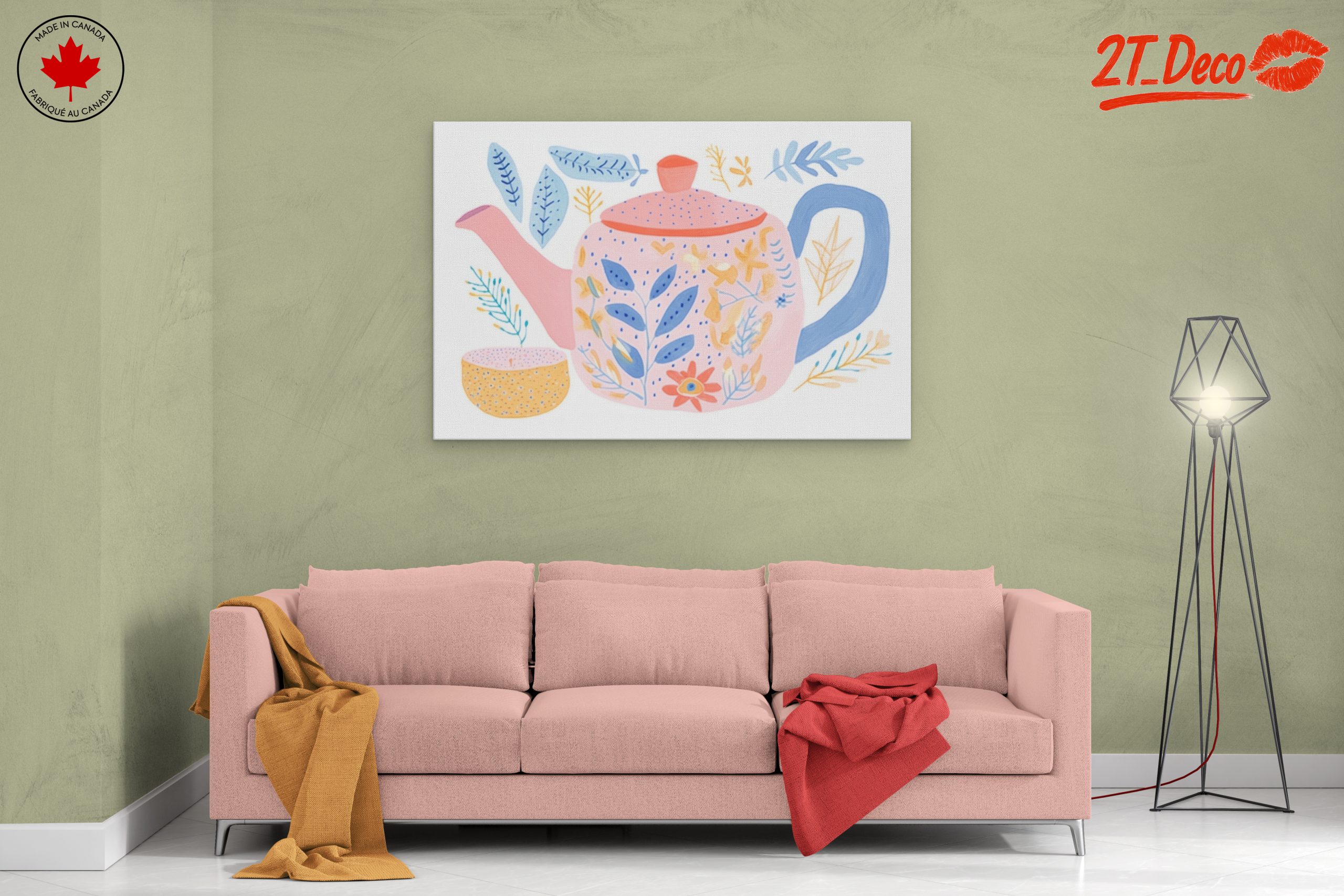 Whimsical Tea Pot and Floral Art - Image 2