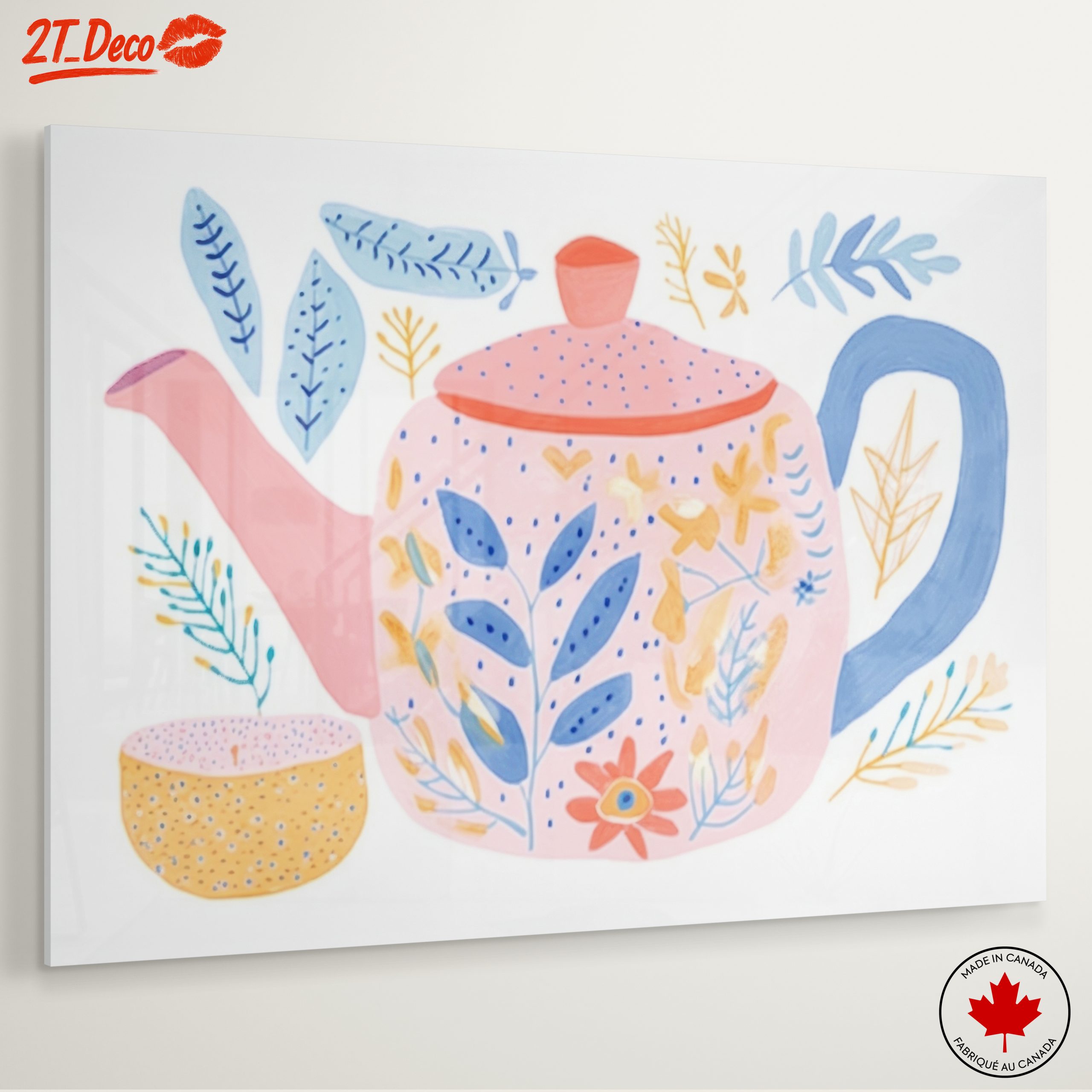 Whimsical Tea Pot and Floral Art - Image 6