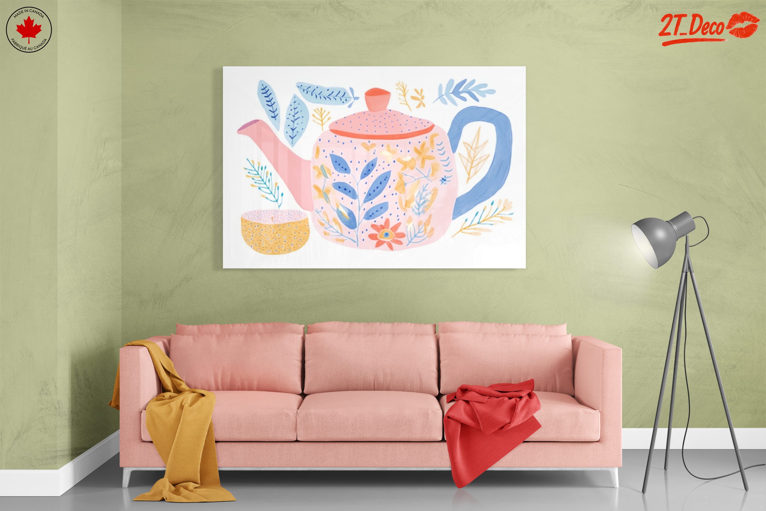 Whimsical Tea Pot and Floral Art - Image 7