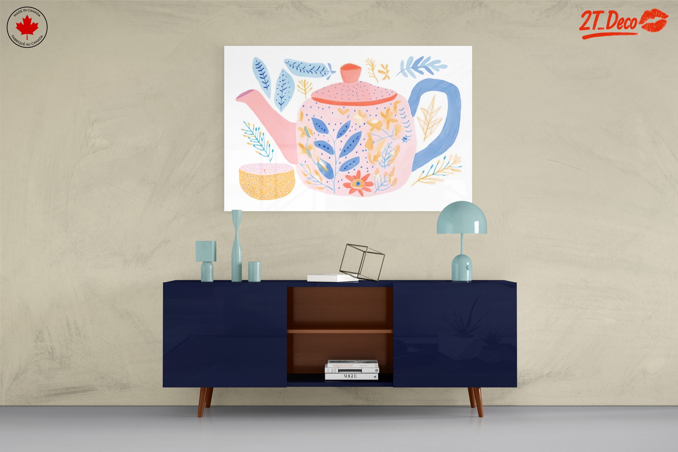 Whimsical Tea Pot and Floral Art - Image 8