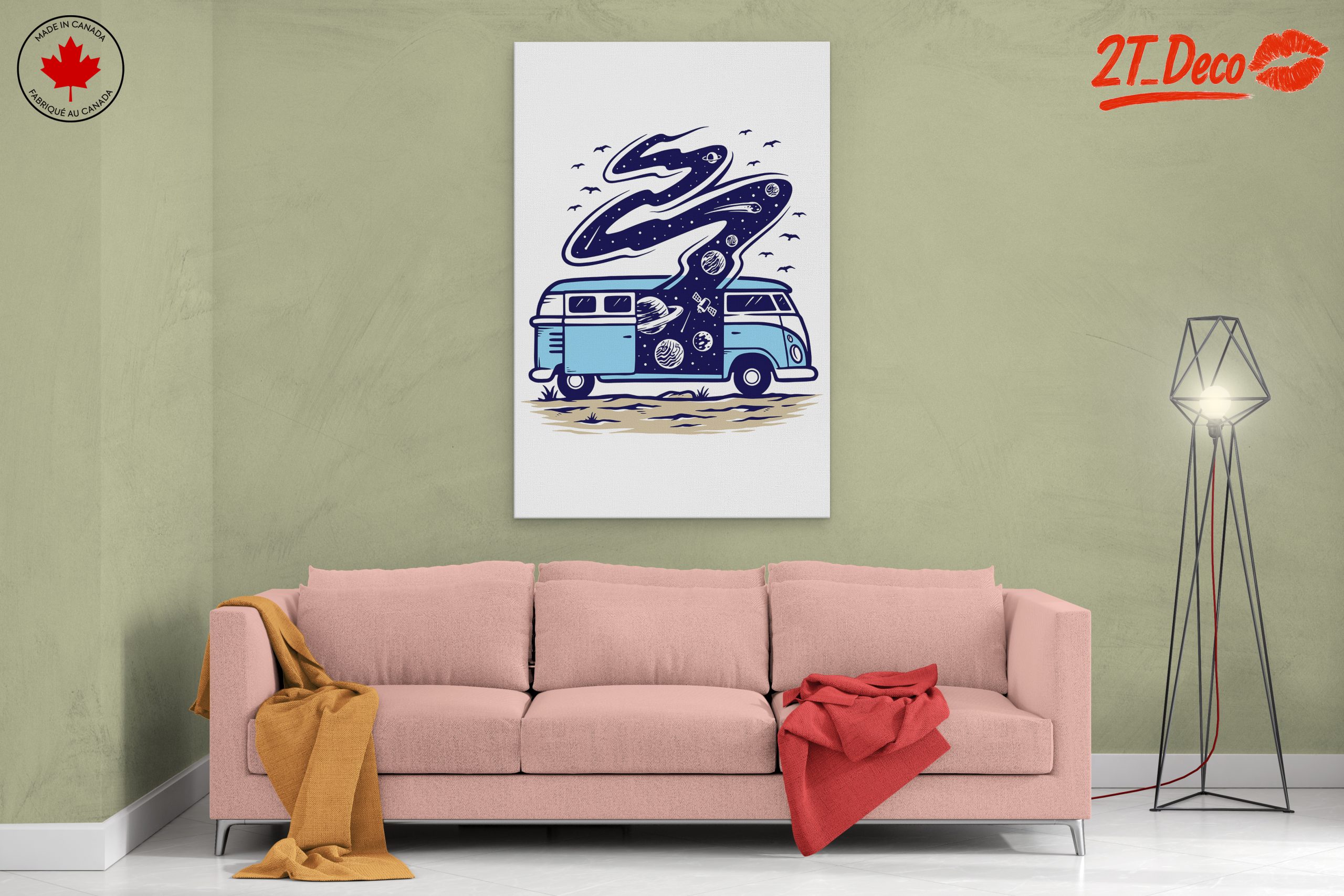 Blue Vintage Van with Cosmic Elements - Image 2