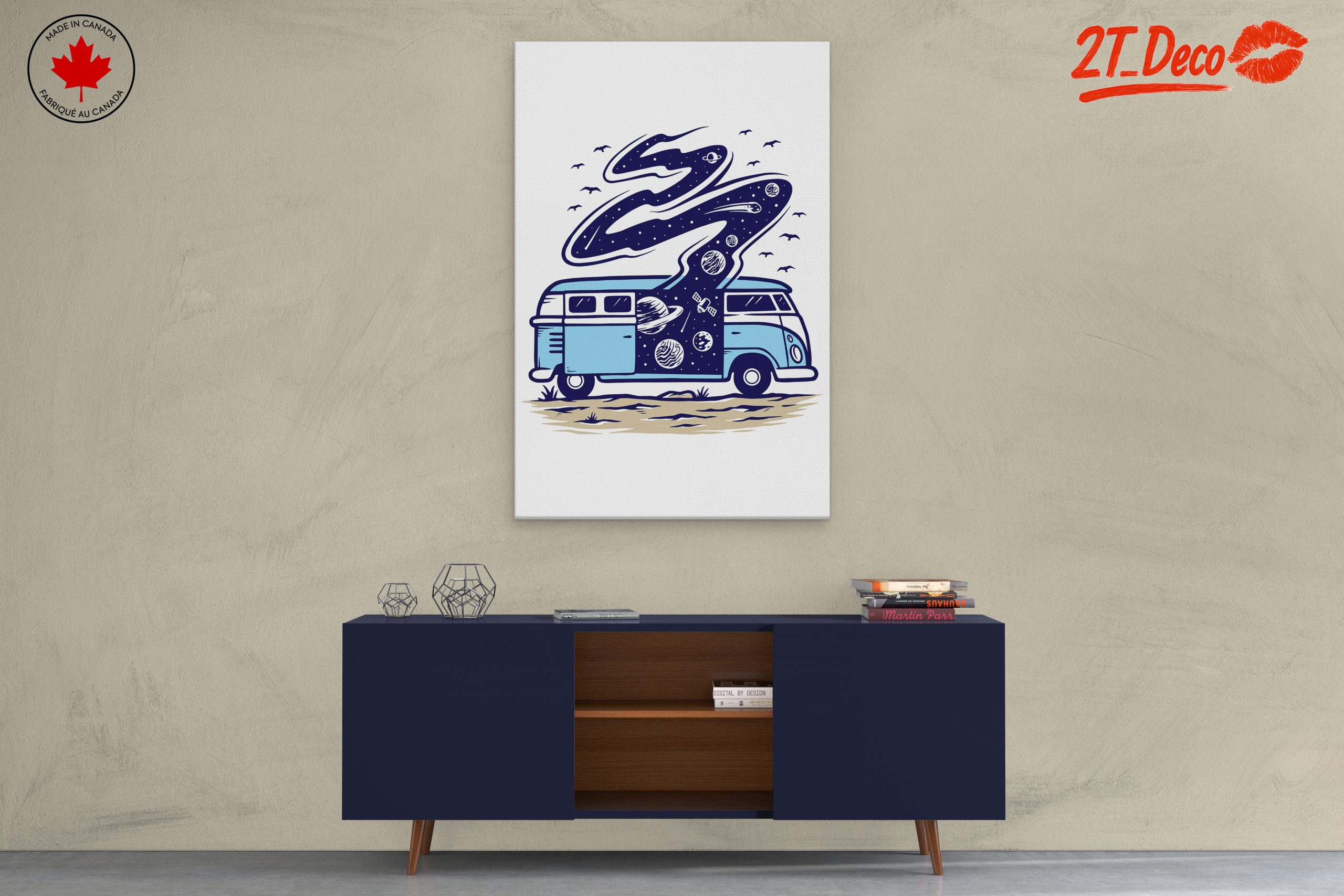 Blue Vintage Van with Cosmic Elements - Image 3