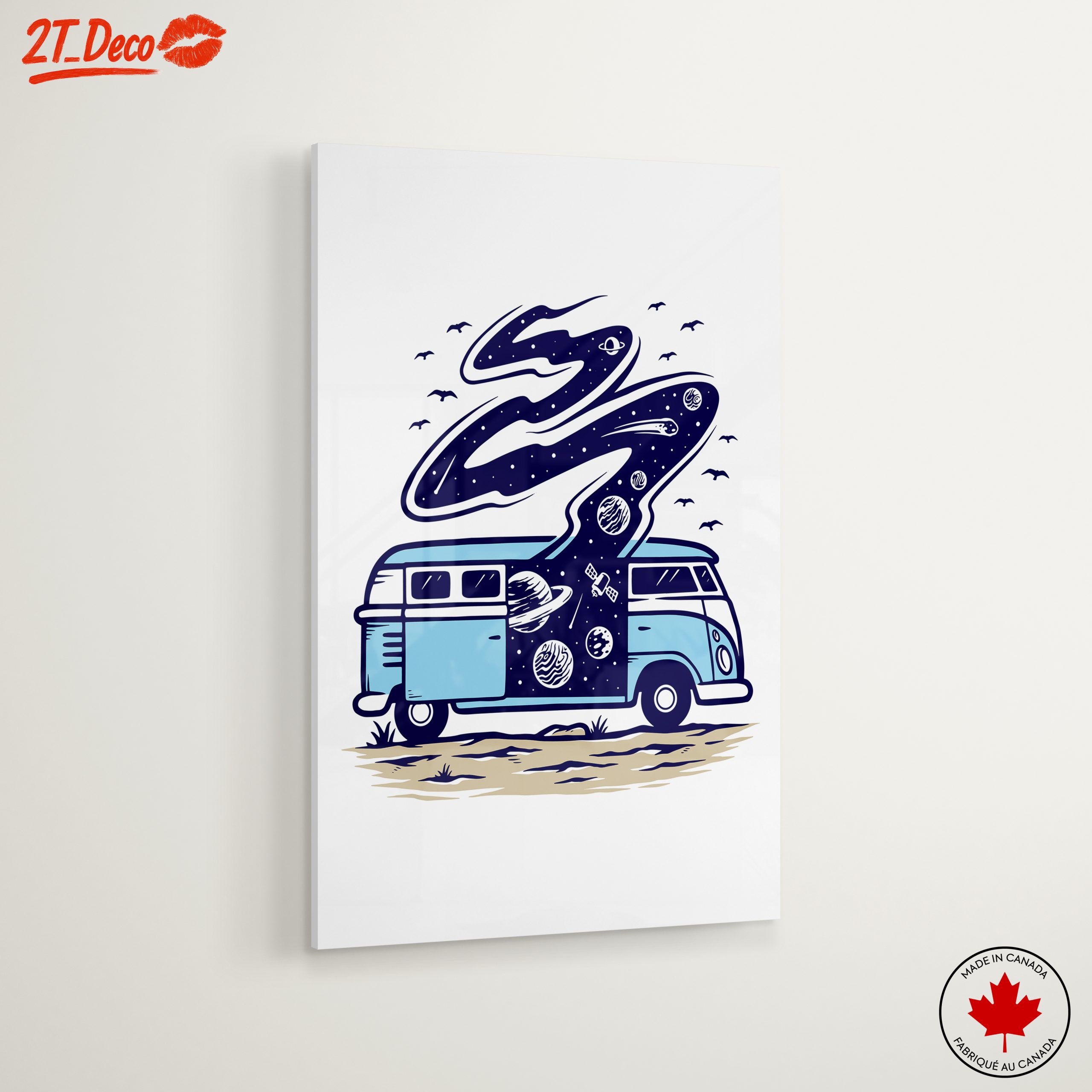 Blue Vintage Van with Cosmic Elements - Image 6