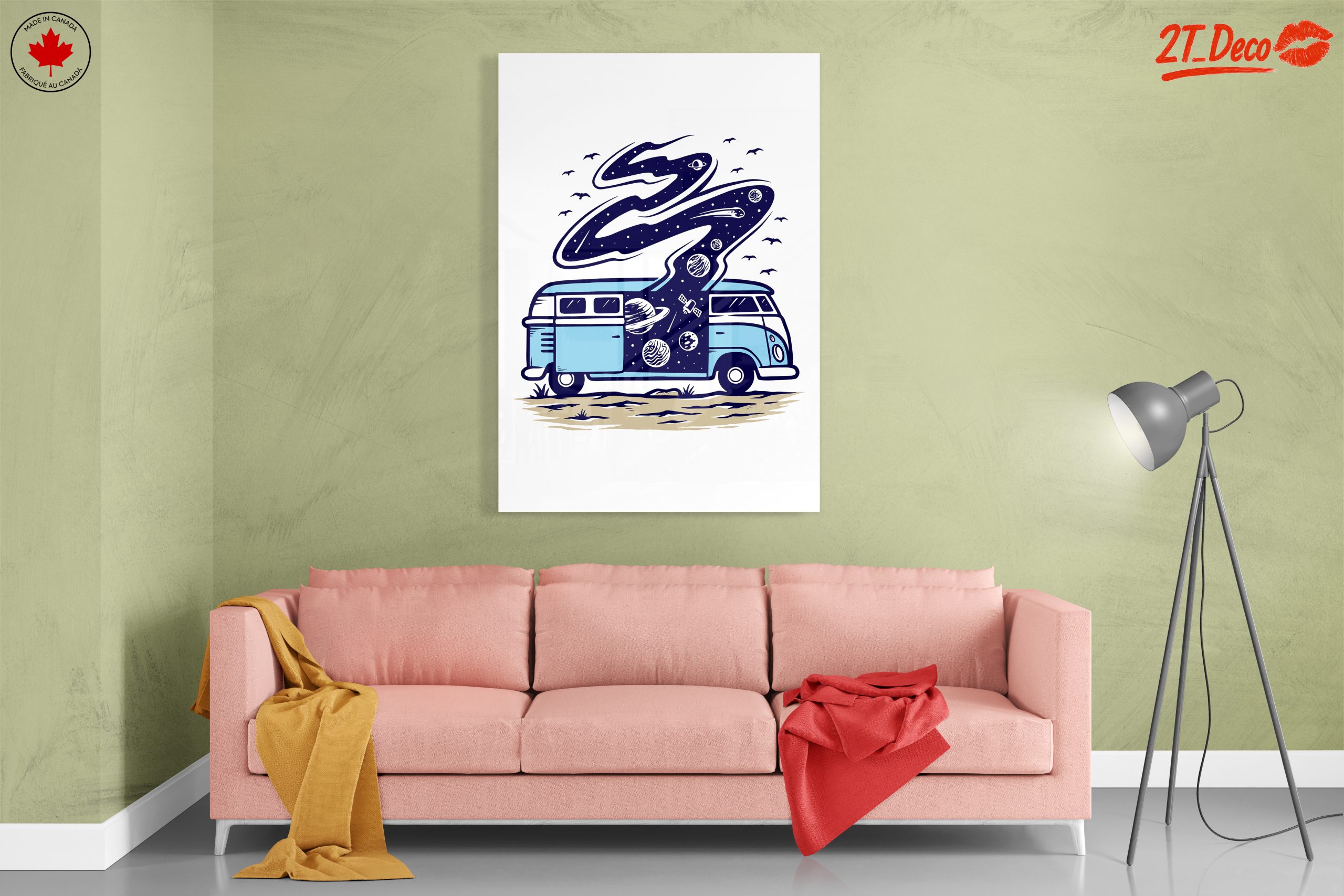 Blue Vintage Van with Cosmic Elements - Image 7