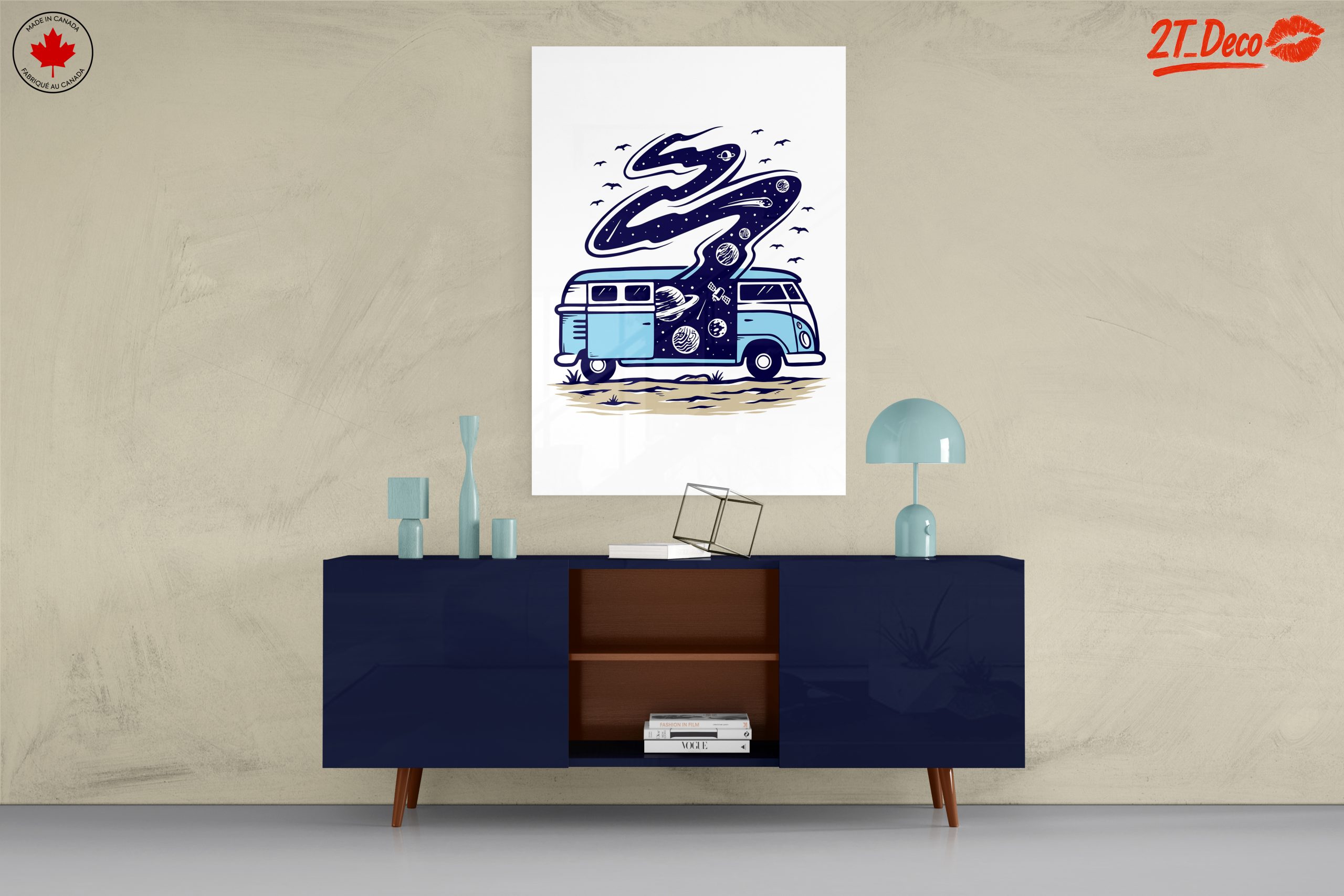 Blue Vintage Van with Cosmic Elements - Image 8