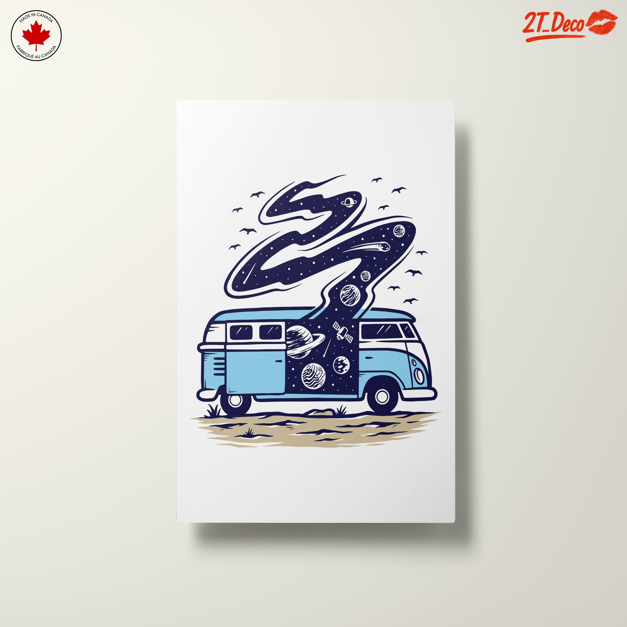Blue Vintage Van with Cosmic Elements - Image 10