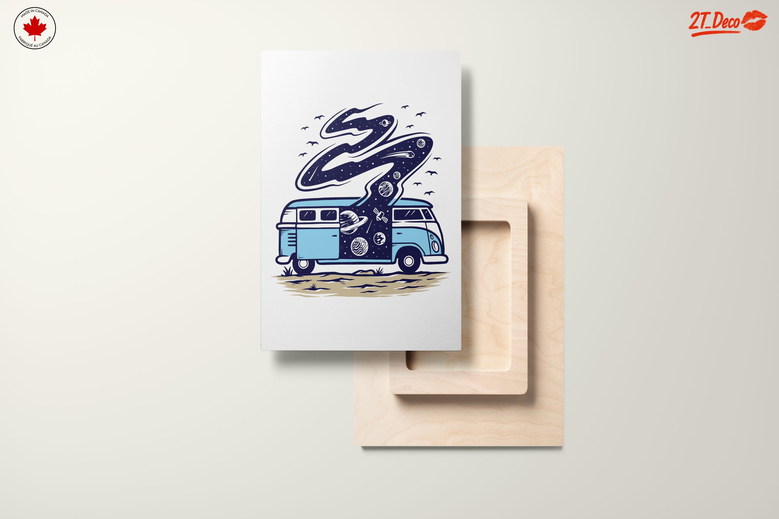 Blue Vintage Van with Cosmic Elements - Image 11