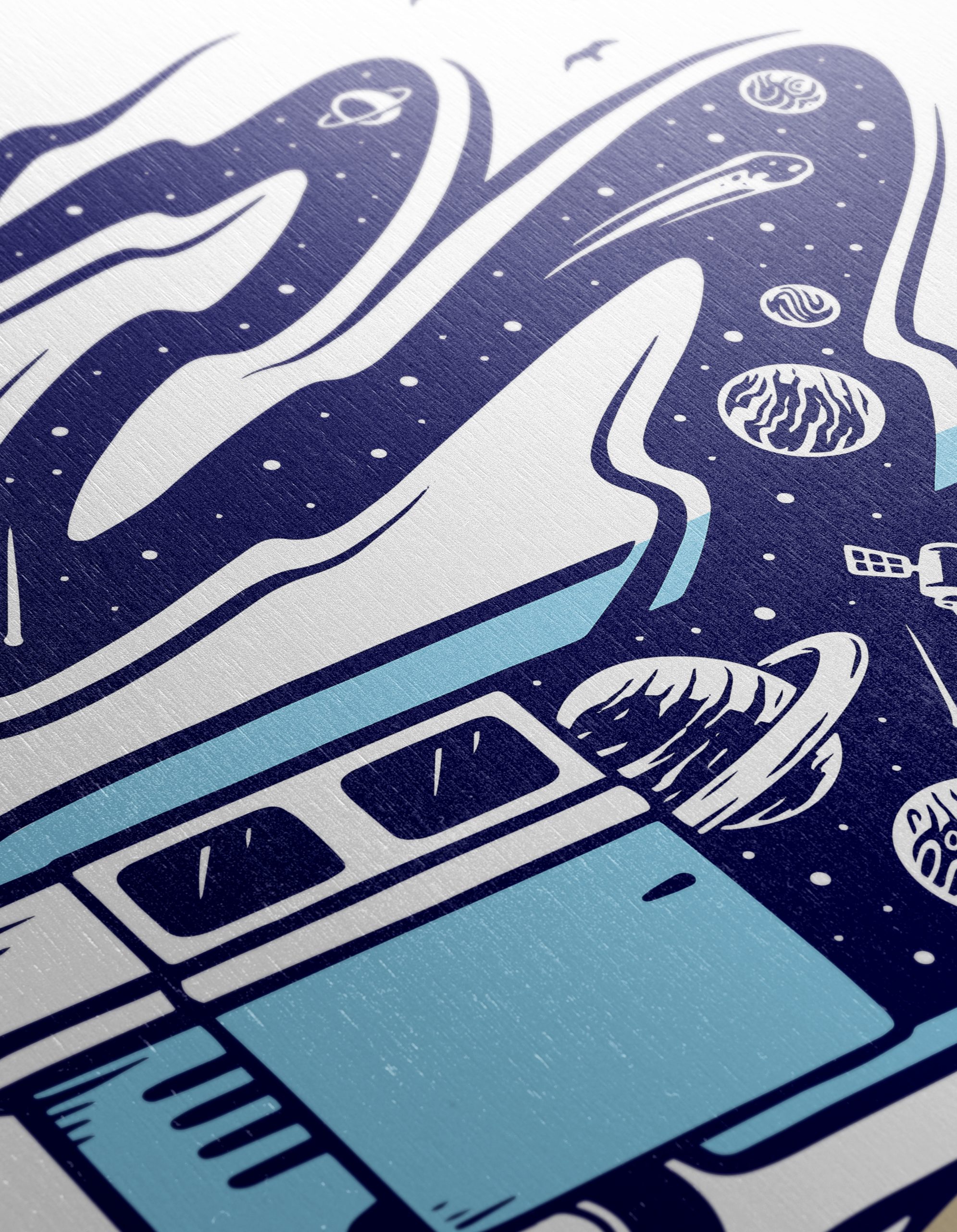 Blue Vintage Van with Cosmic Elements - Image 12