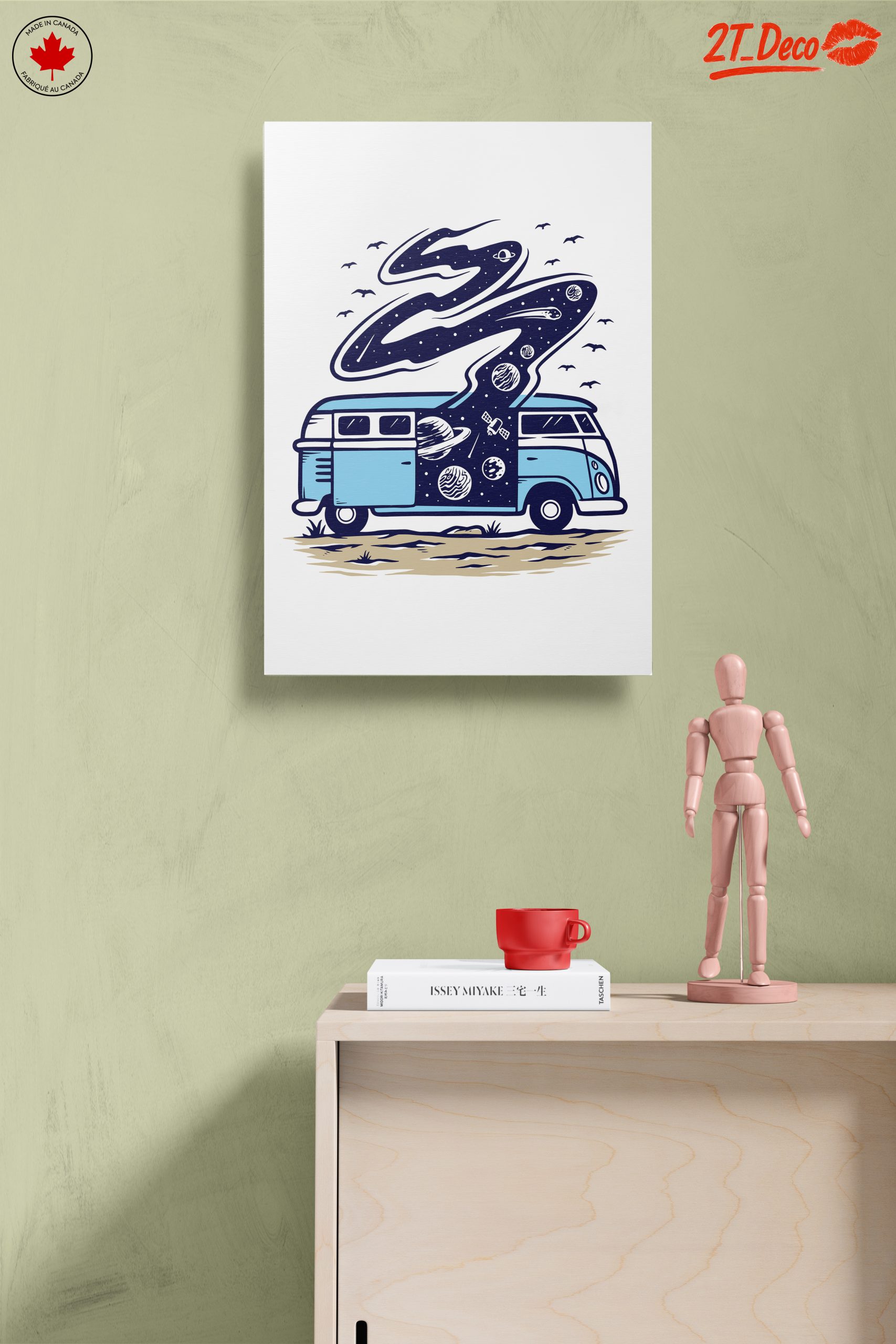 Blue Vintage Van with Cosmic Elements - Image 14