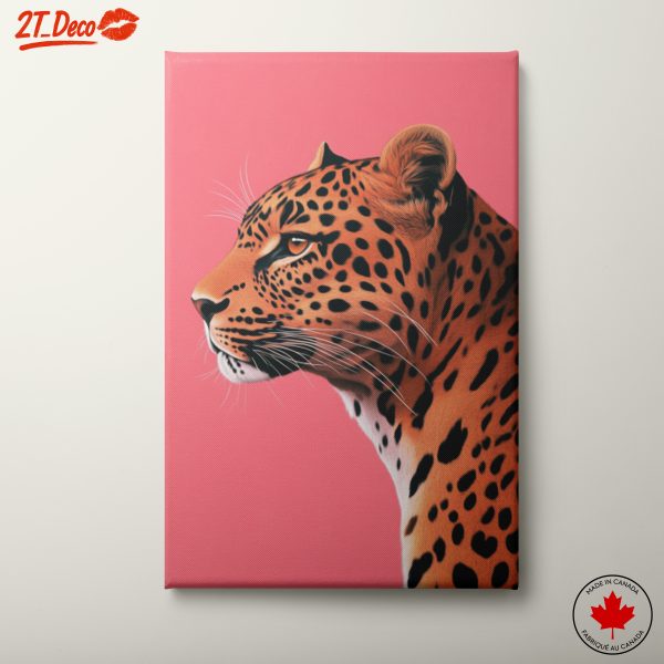 Stunning Leopard Portrait with Pink Background