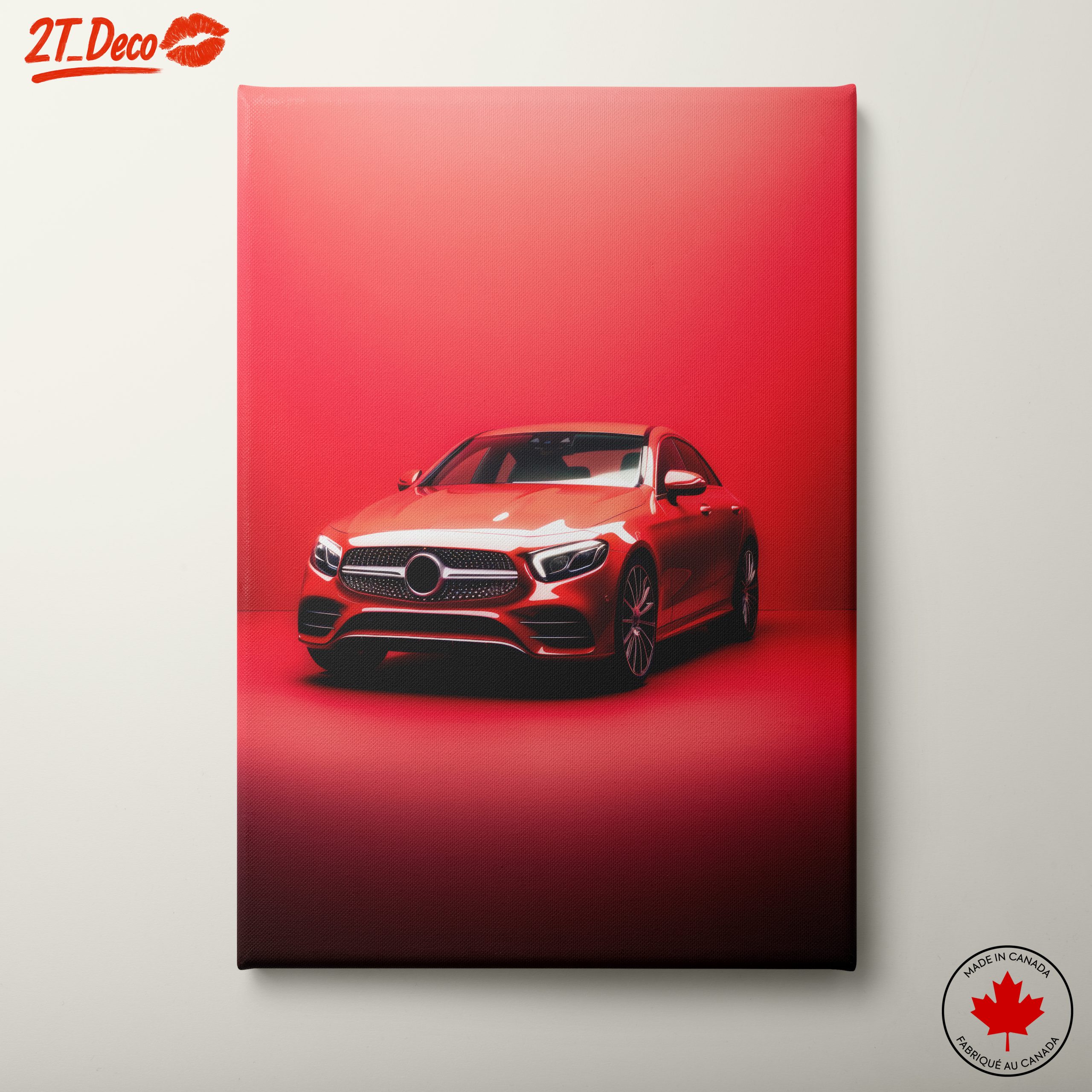 Sleek Red Luxury Car on Vibrant Background