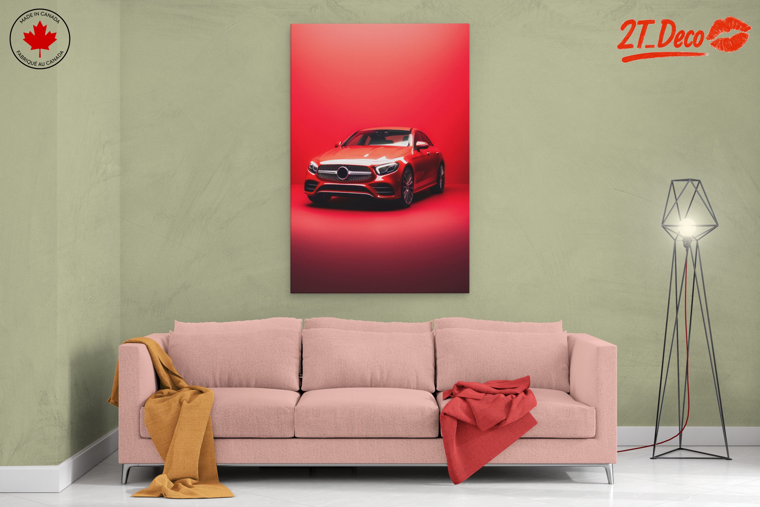 Sleek Red Luxury Car on Vibrant Background - Image 2