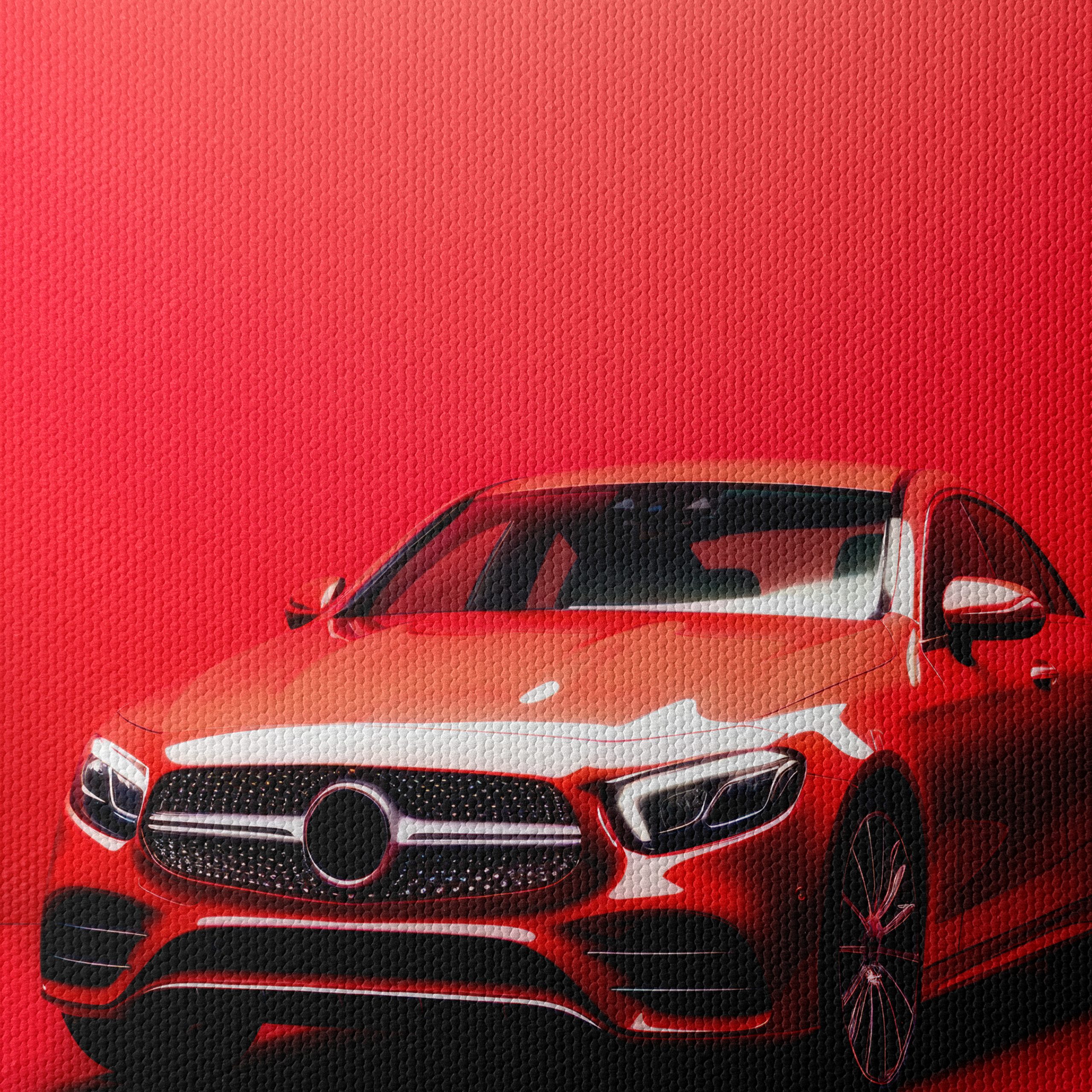 Sleek Red Luxury Car on Vibrant Background - Image 4