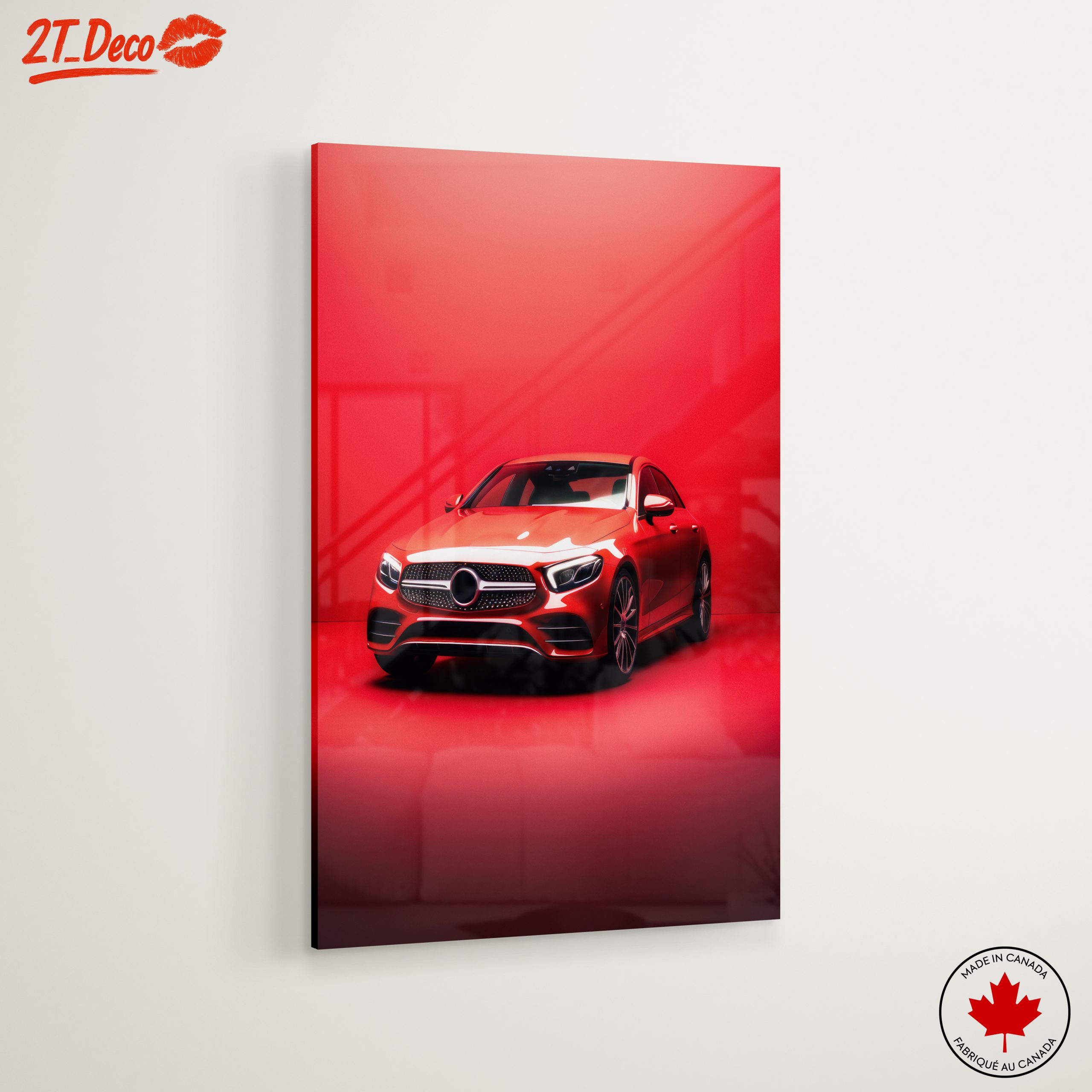 Sleek Red Luxury Car on Vibrant Background - Image 6
