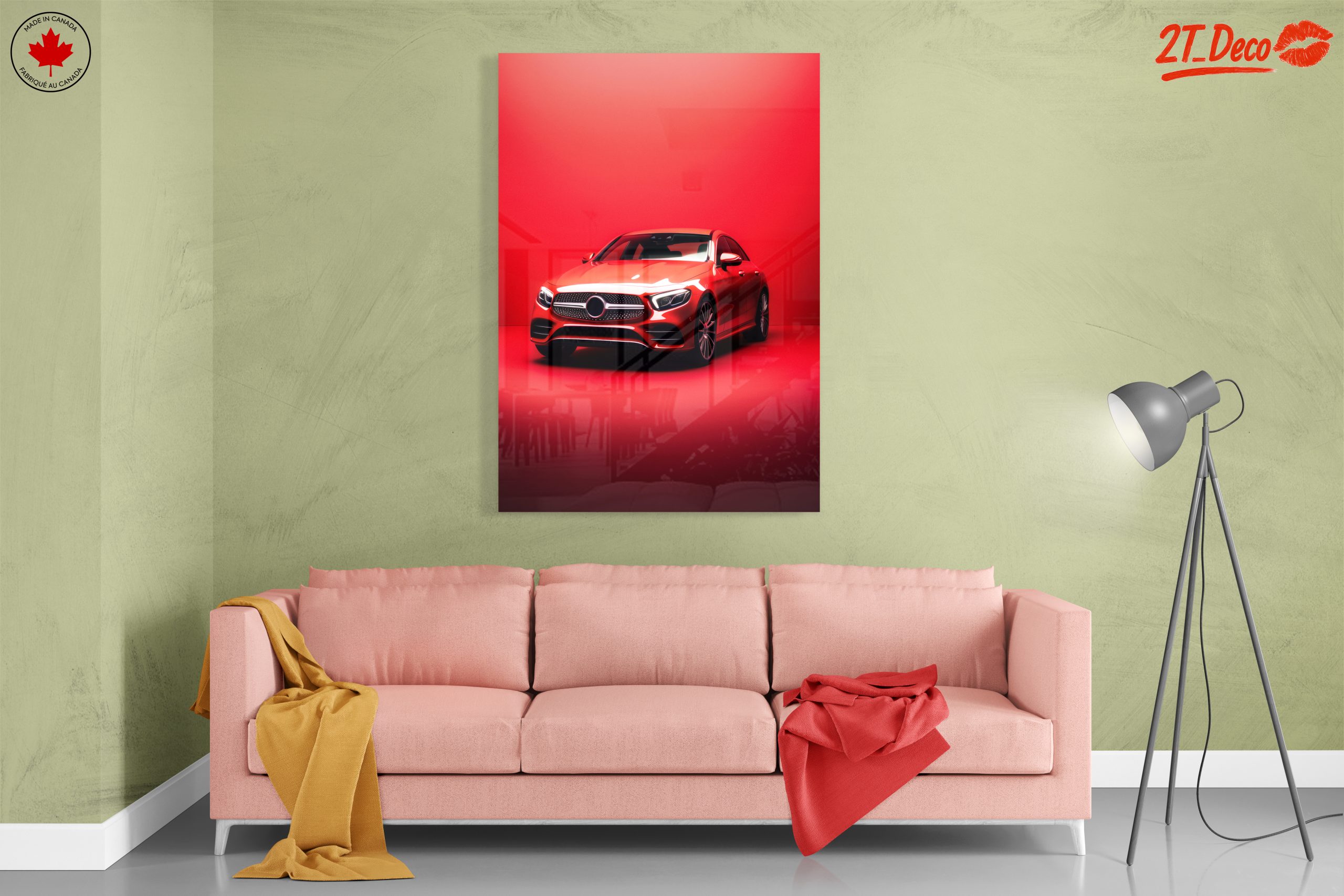 Sleek Red Luxury Car on Vibrant Background - Image 7