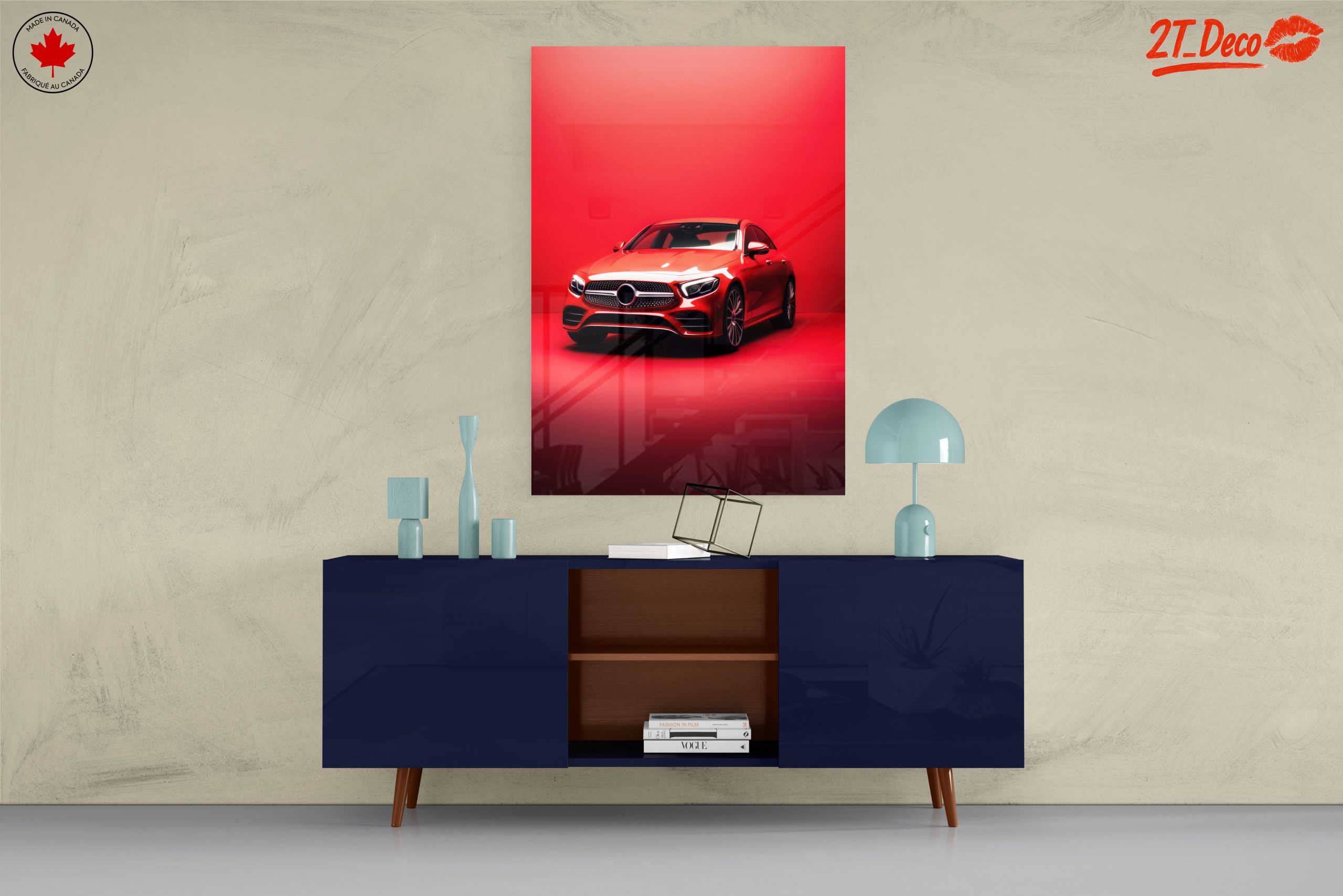 Sleek Red Luxury Car on Vibrant Background - Image 8