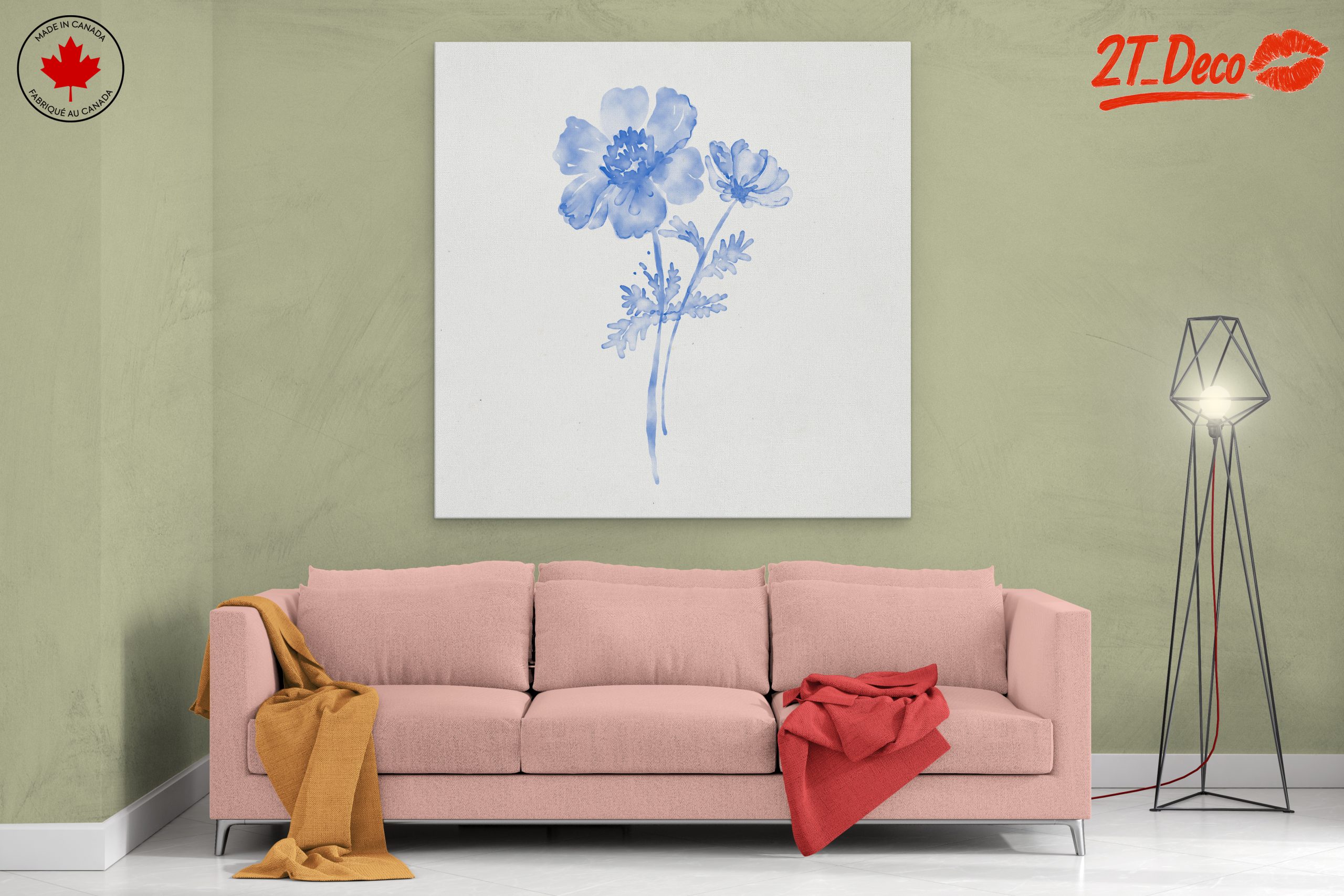 Delicate Blue Floral Watercolor Art - Image 2