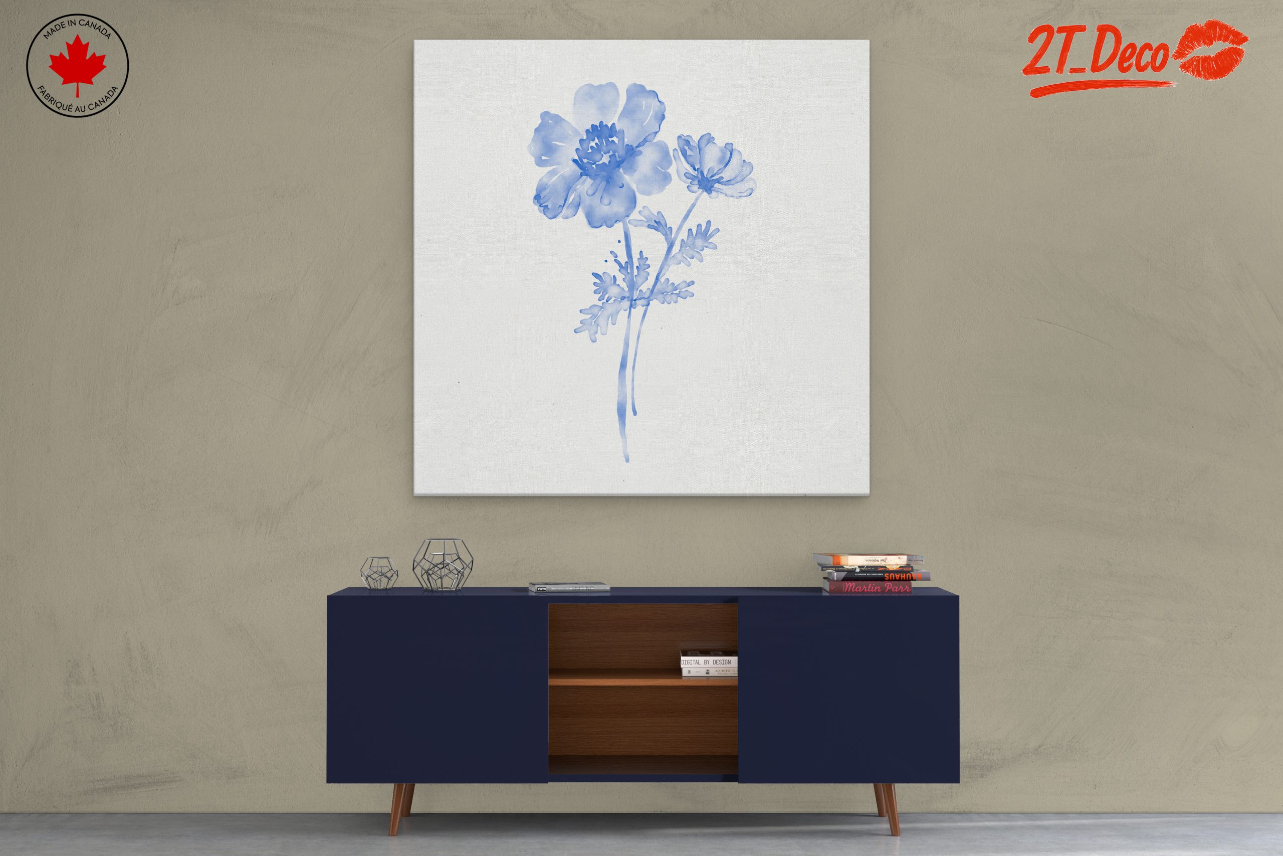 Delicate Blue Floral Watercolor Art - Image 3
