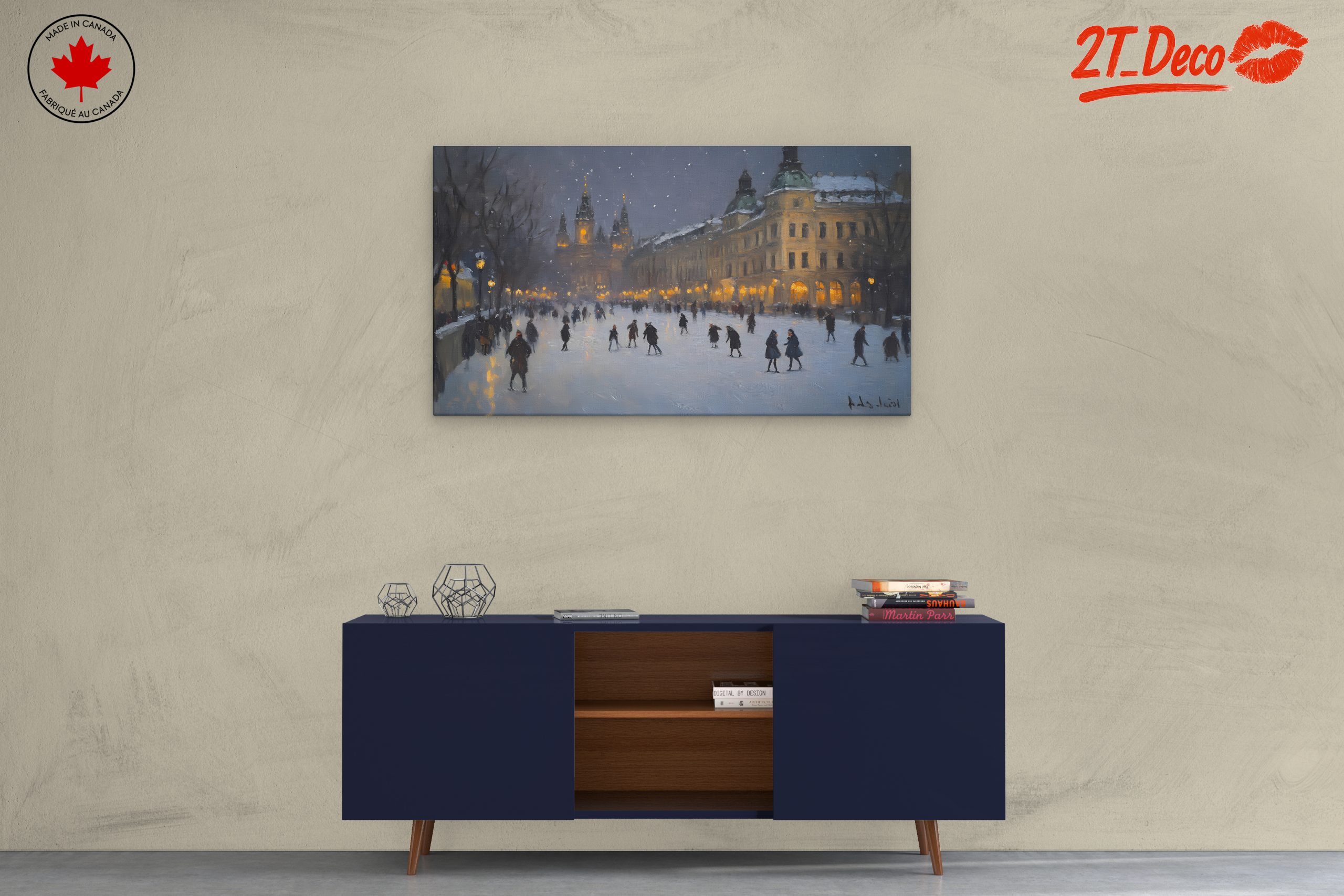 Winter City Scene with Ice Skating - Image 3
