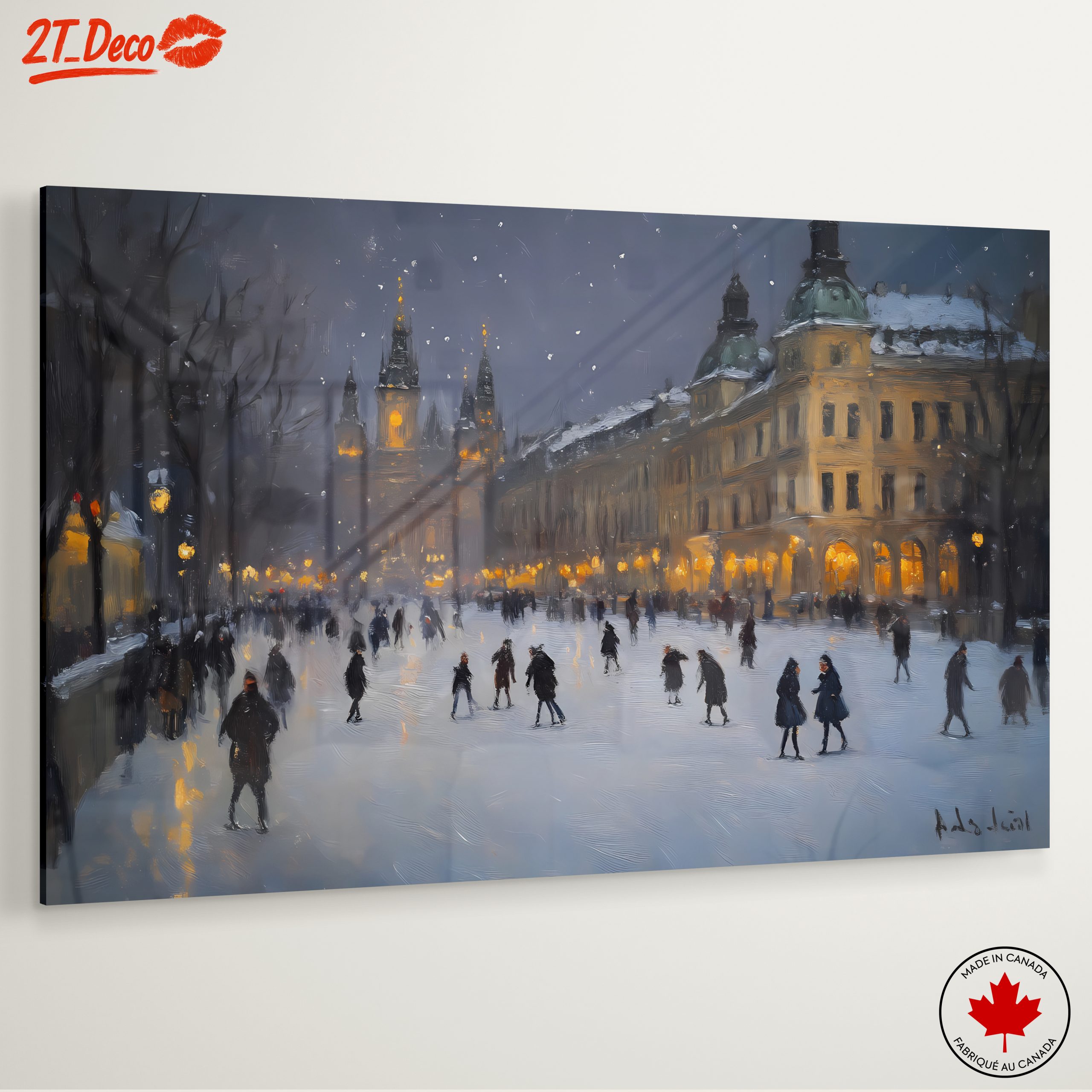 Winter City Scene with Ice Skating - Image 6