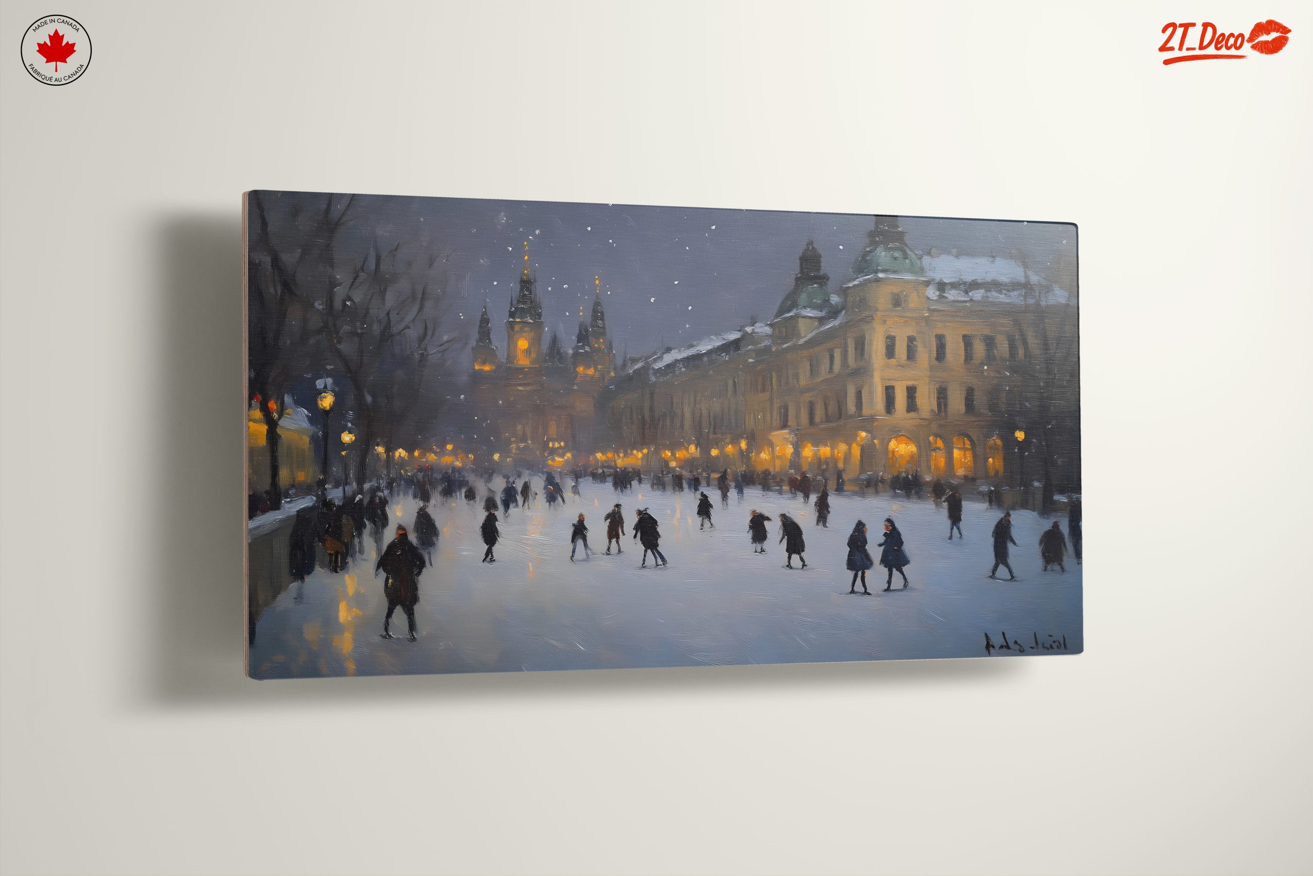 Winter City Scene with Ice Skating - Image 13