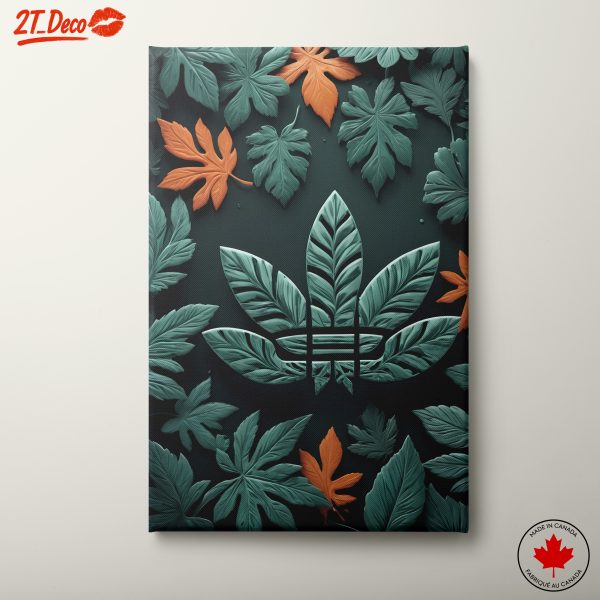 Adidas Logo Surrounded by Lush Green Leaves
