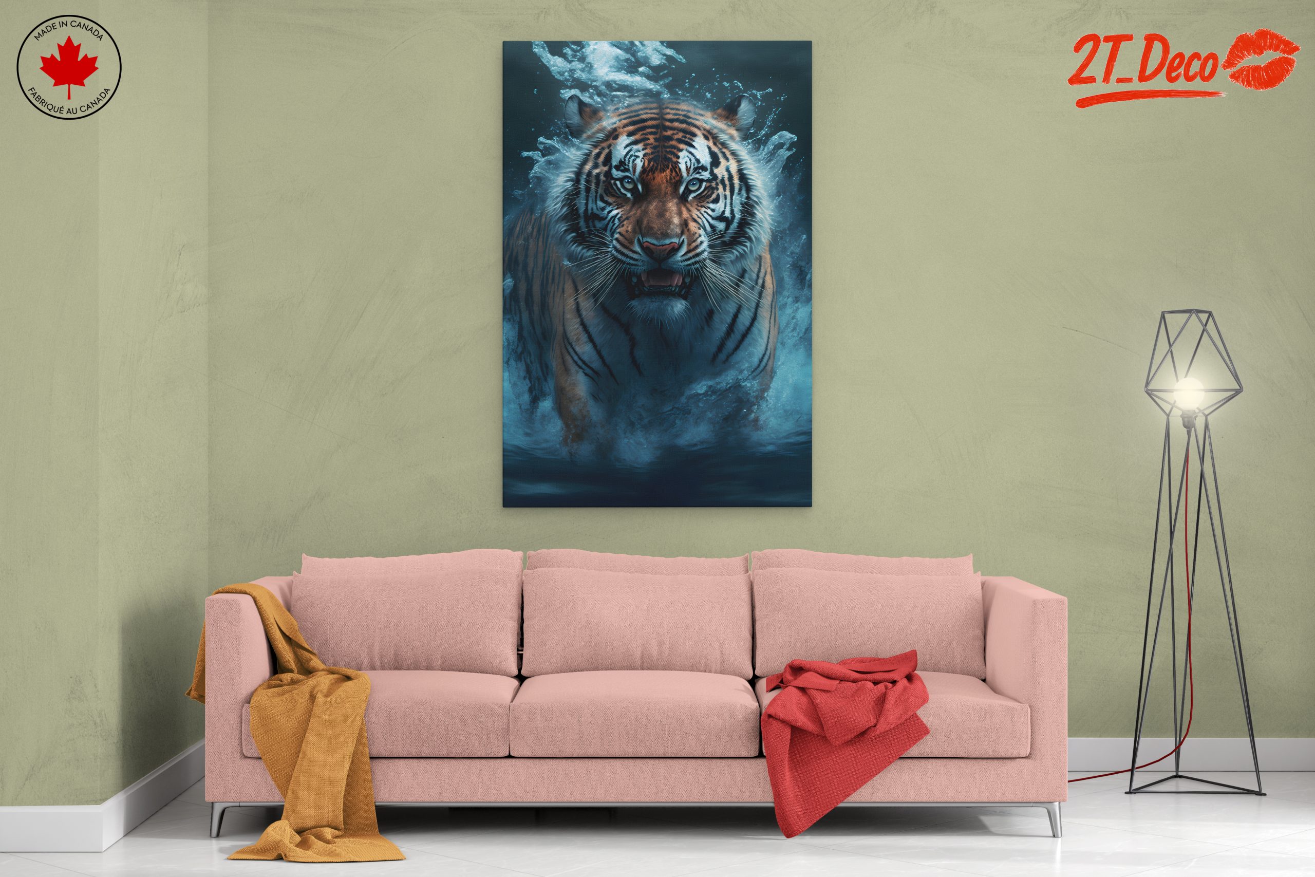 Realistic Tiger Wall Art in Water - Image 2
