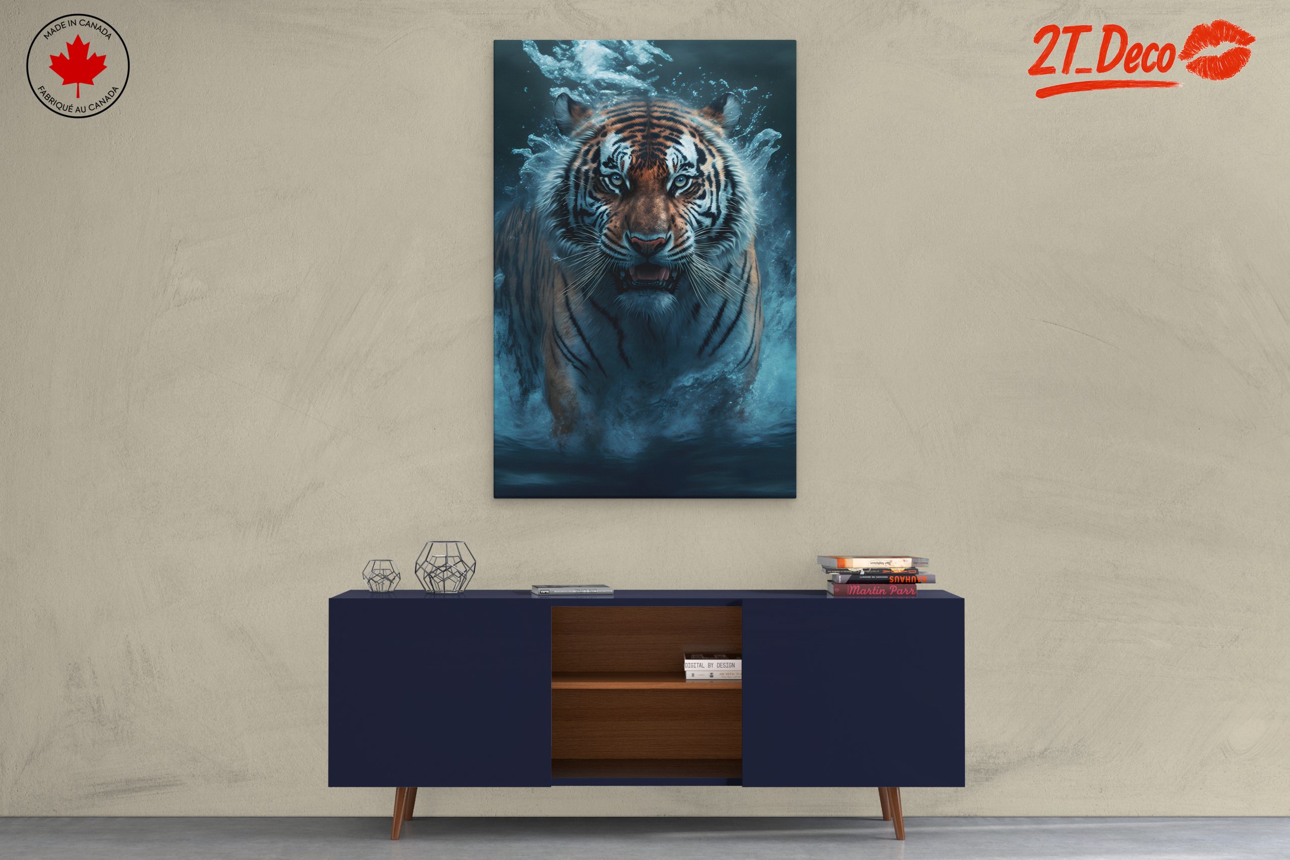 Realistic Tiger Wall Art in Water - Image 3