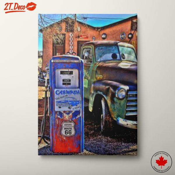 Vintage Gas Station with Classic Truck