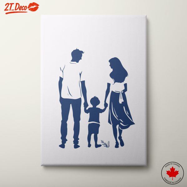 Elegant Family Silhouette in Blue