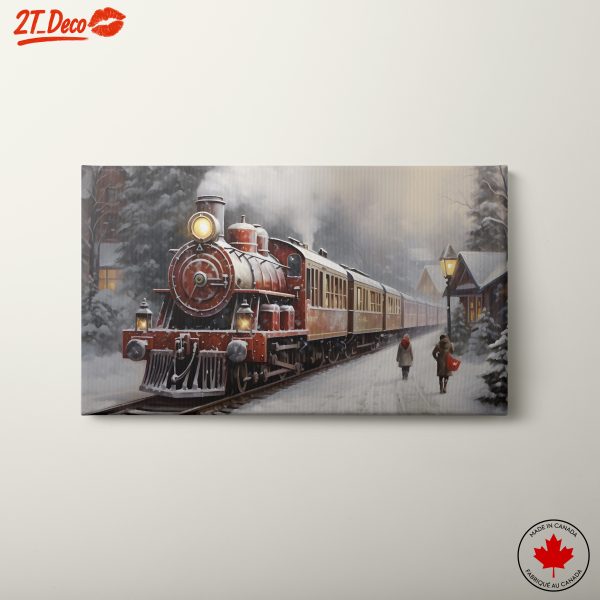 Classic Steam Train in Winter Wonderland