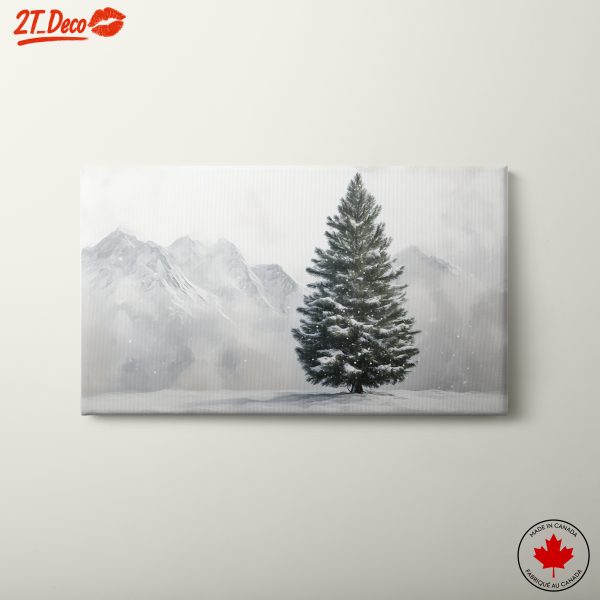 Snowy Tree in a Serene Mountain Landscape