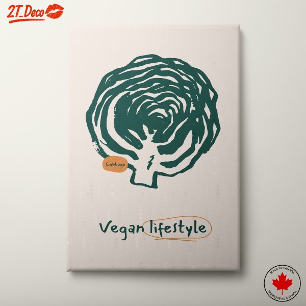 Vegan Lifestyle Art with Cabbage Design