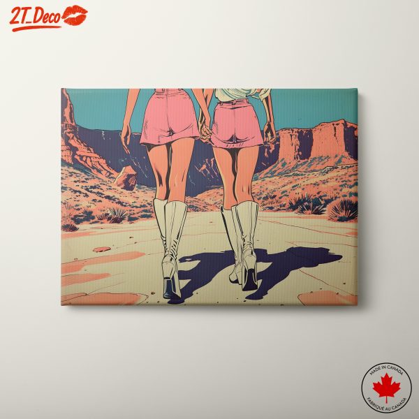 Retro Desert Adventure Art of Two Figures