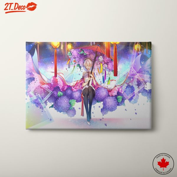 Vibrant Anime Character in Floral Background