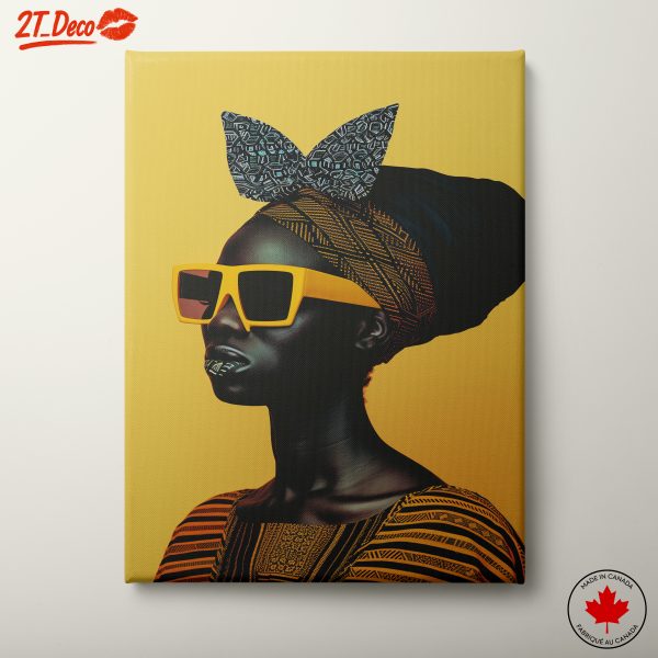 Vibrant Afro Art Portrait with Yellow Background