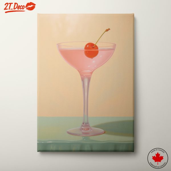 Stylized Cocktail Glass Art with Cherry