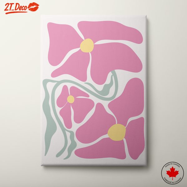 Stylized Floral Art in Pink and Yellow
