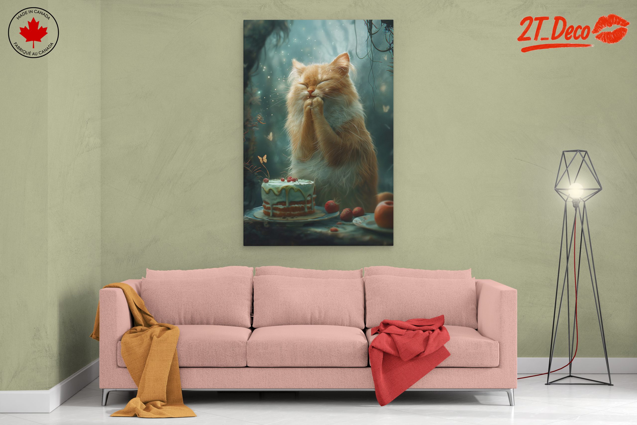 Adorable Cat with Cake and Butterflies - Image 2