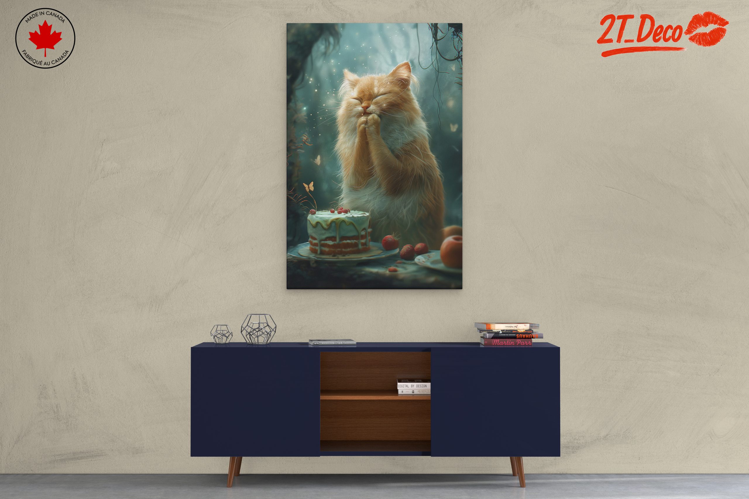 Adorable Cat with Cake and Butterflies - Image 3