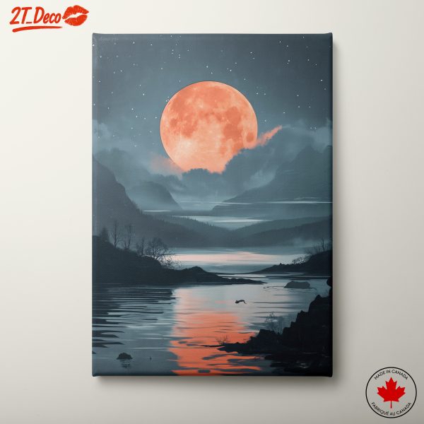 Dramatic Adventure Landscape with Bright Moon